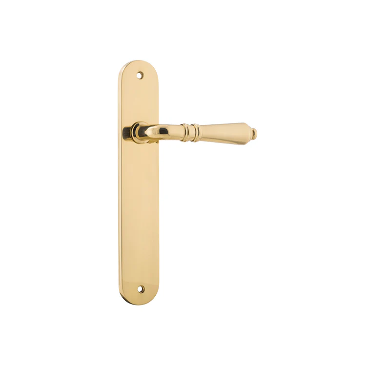 Iver Sarlat Door Lever Handle on Oval Backplate Polished Brass - Image 2
