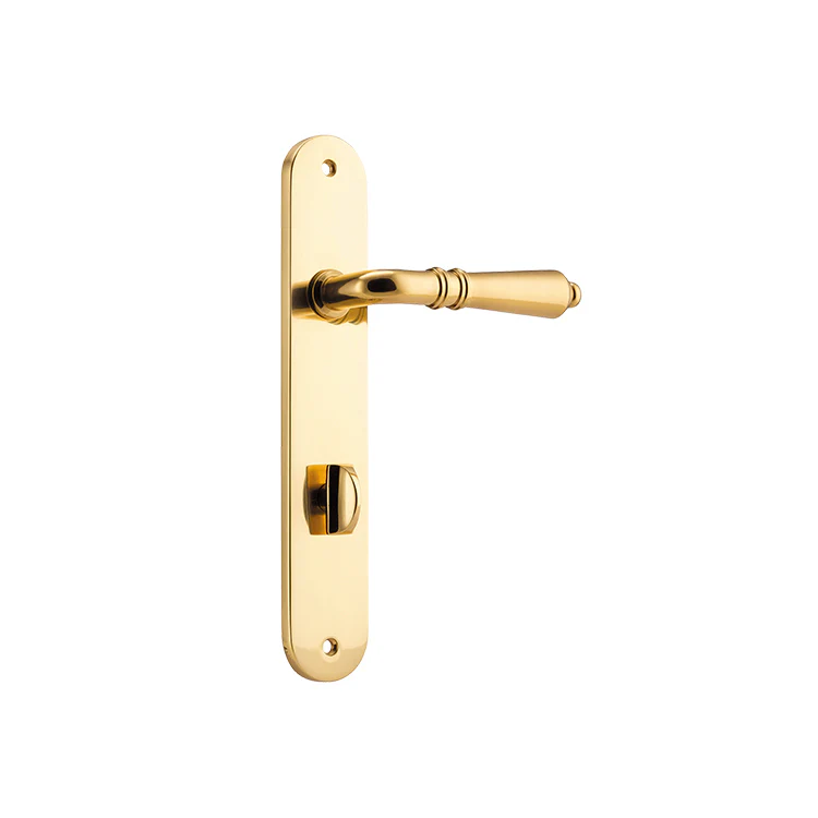 Iver Sarlat Door Lever Handle on Oval Backplate Polished Brass - Image 4