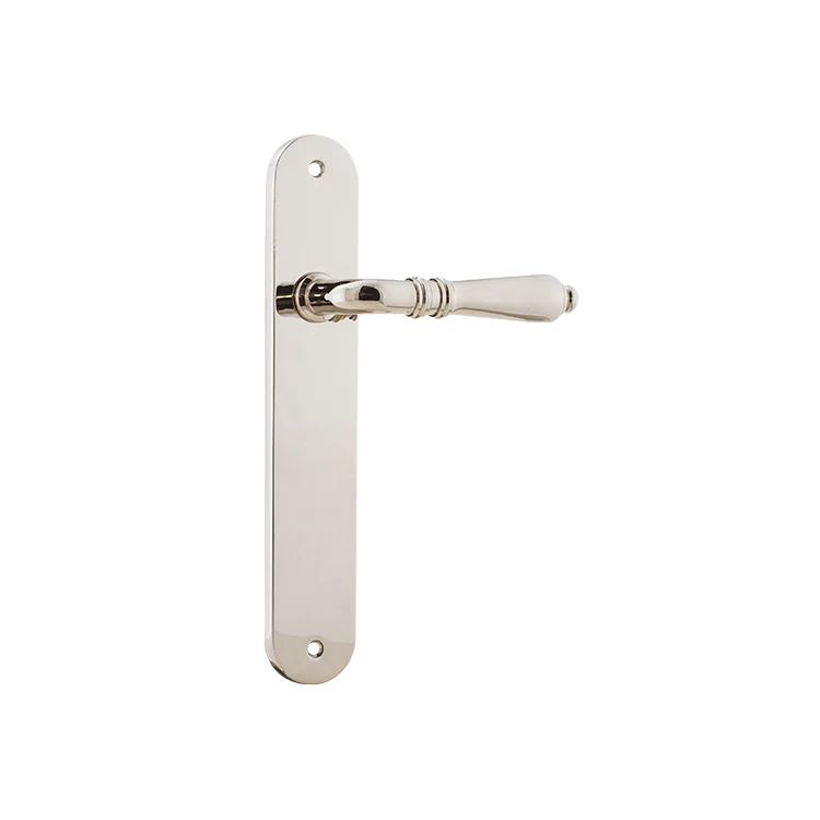 Iver Sarlat Door Lever Handle on Oval Backplate Polished Nickel - Image 2