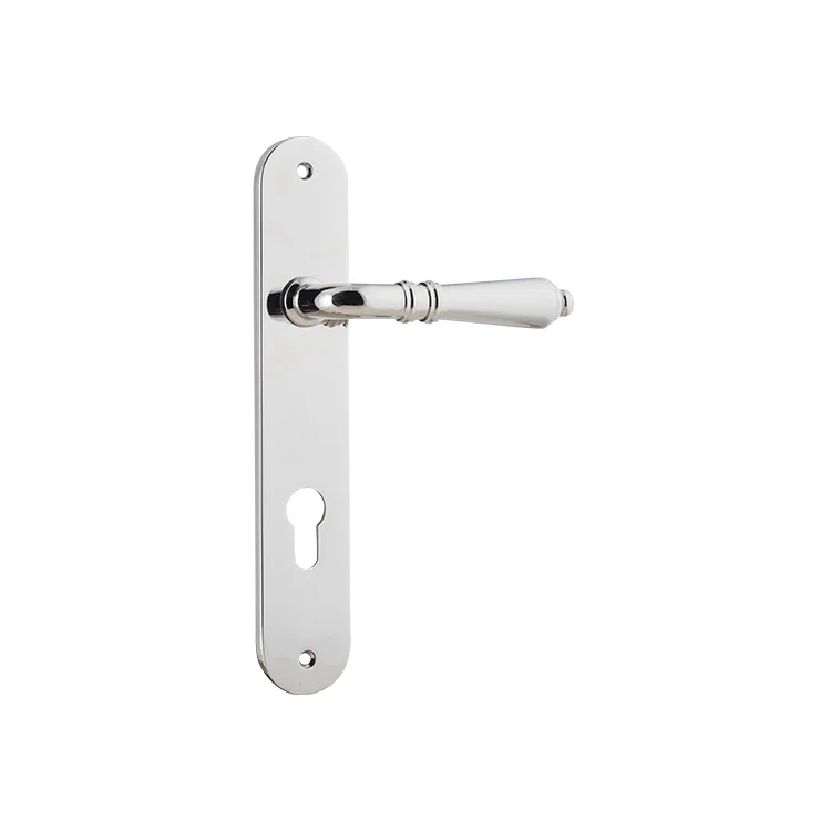 Iver Sarlat Door Lever Handle on Oval Backplate Polished Nickel - Image 3