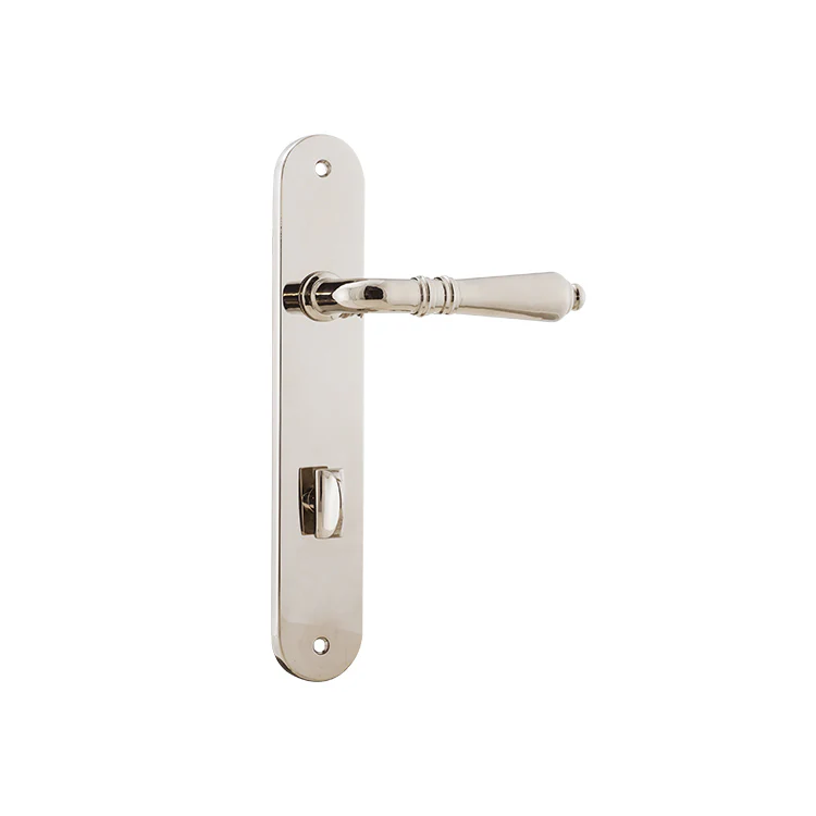 Iver Sarlat Door Lever Handle on Oval Backplate Polished Nickel - Image 4