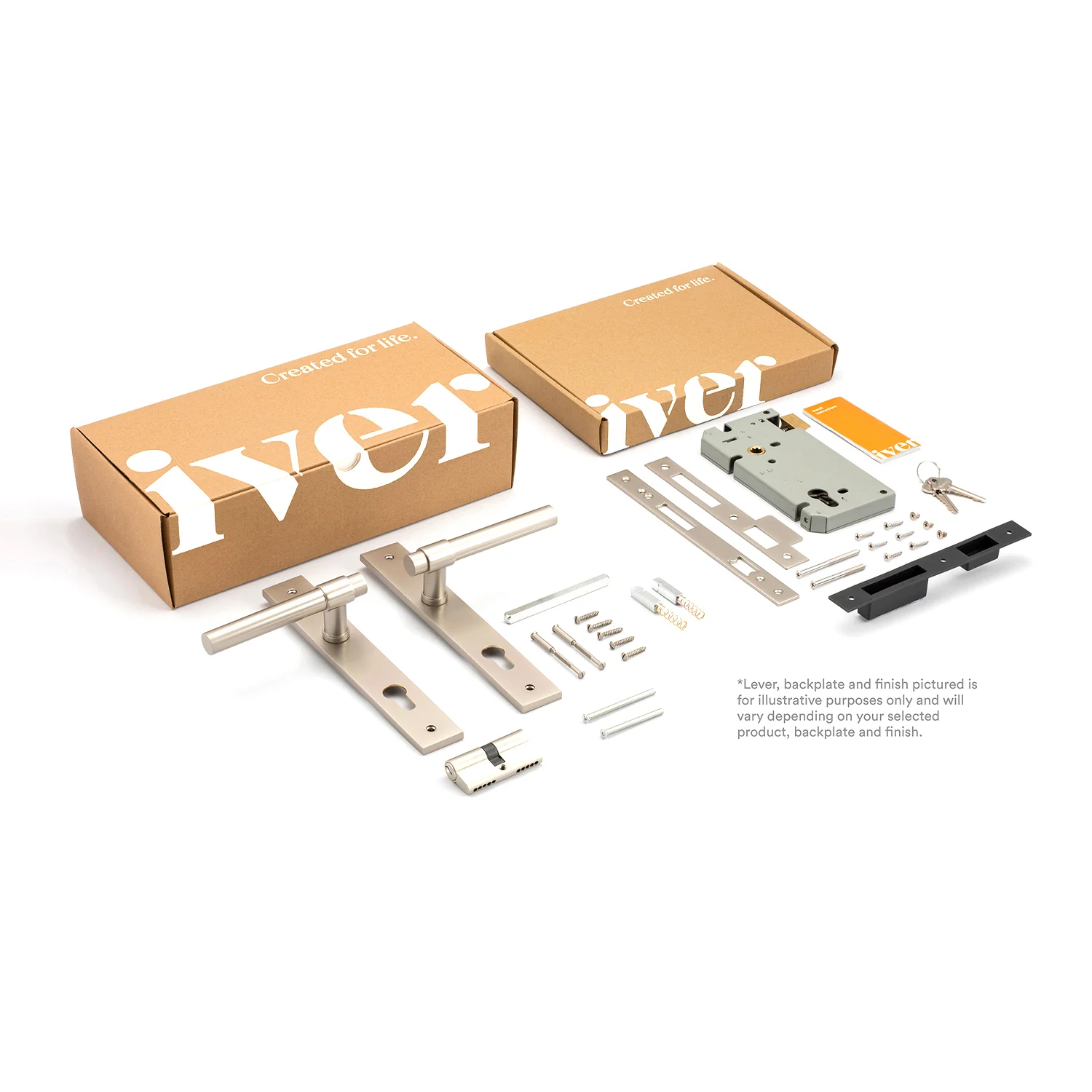Iver Sarlat Door Lever Handle on Rectangular Backplate Entrance Kit Key/Key - Image 2