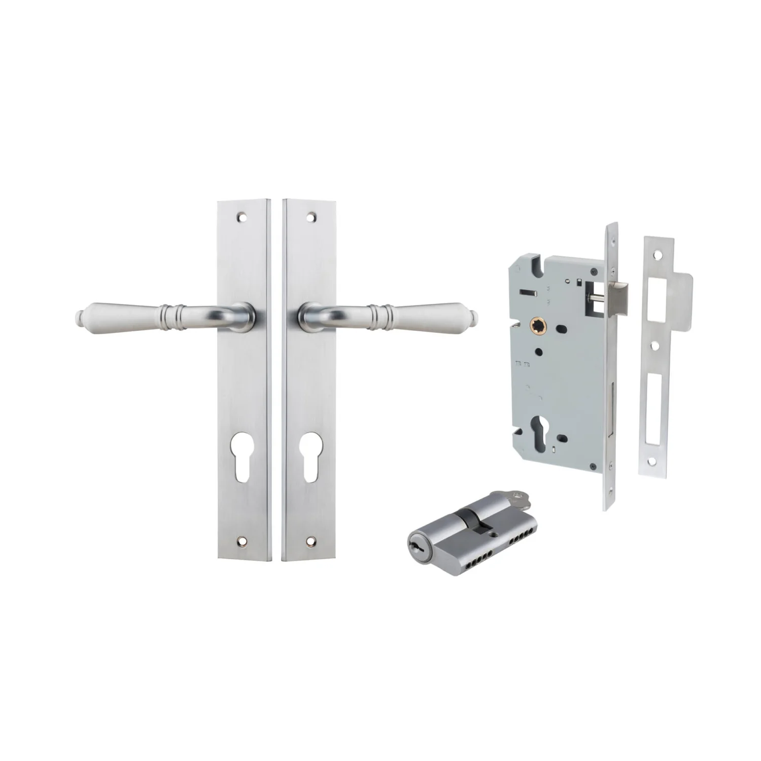 Iver Sarlat Door Lever Handle on Rectangular Backplate Entrance Kit Key/Key - Image 7