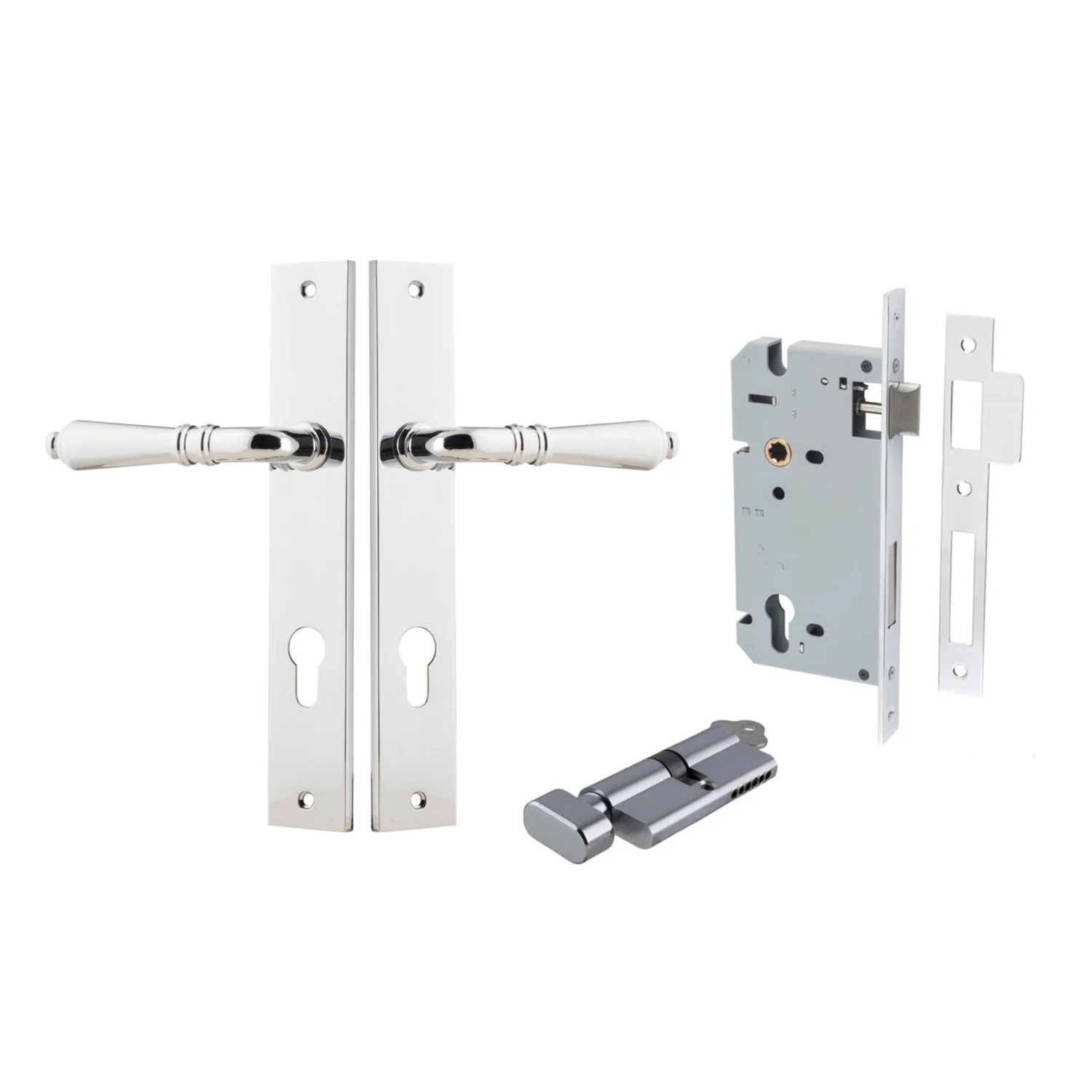 Iver Sarlat Door Lever Handle on Rectangular Backplate Entrance Kit Key/Thumb - Image 11