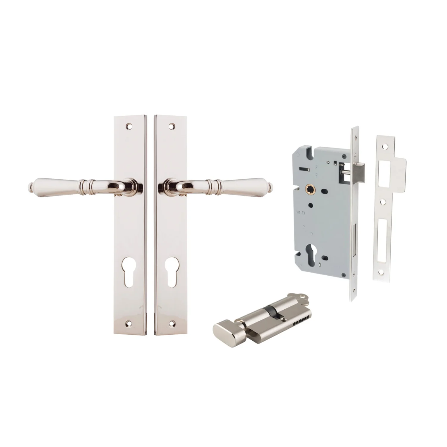 Iver Sarlat Door Lever Handle on Rectangular Backplate Entrance Kit Key/Thumb - Image 12