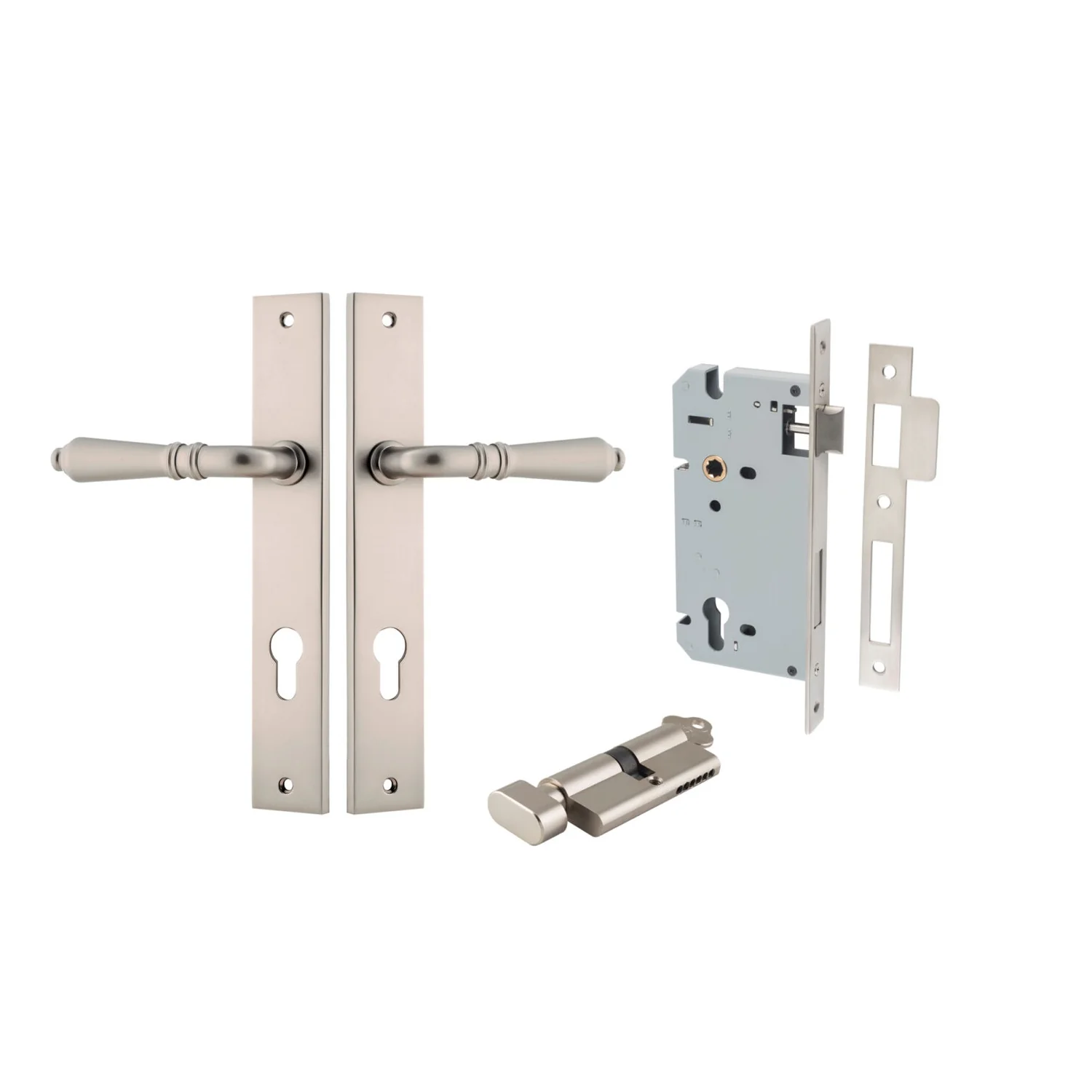 Iver Sarlat Door Lever Handle on Rectangular Backplate Entrance Kit Key/Thumb - Image 13