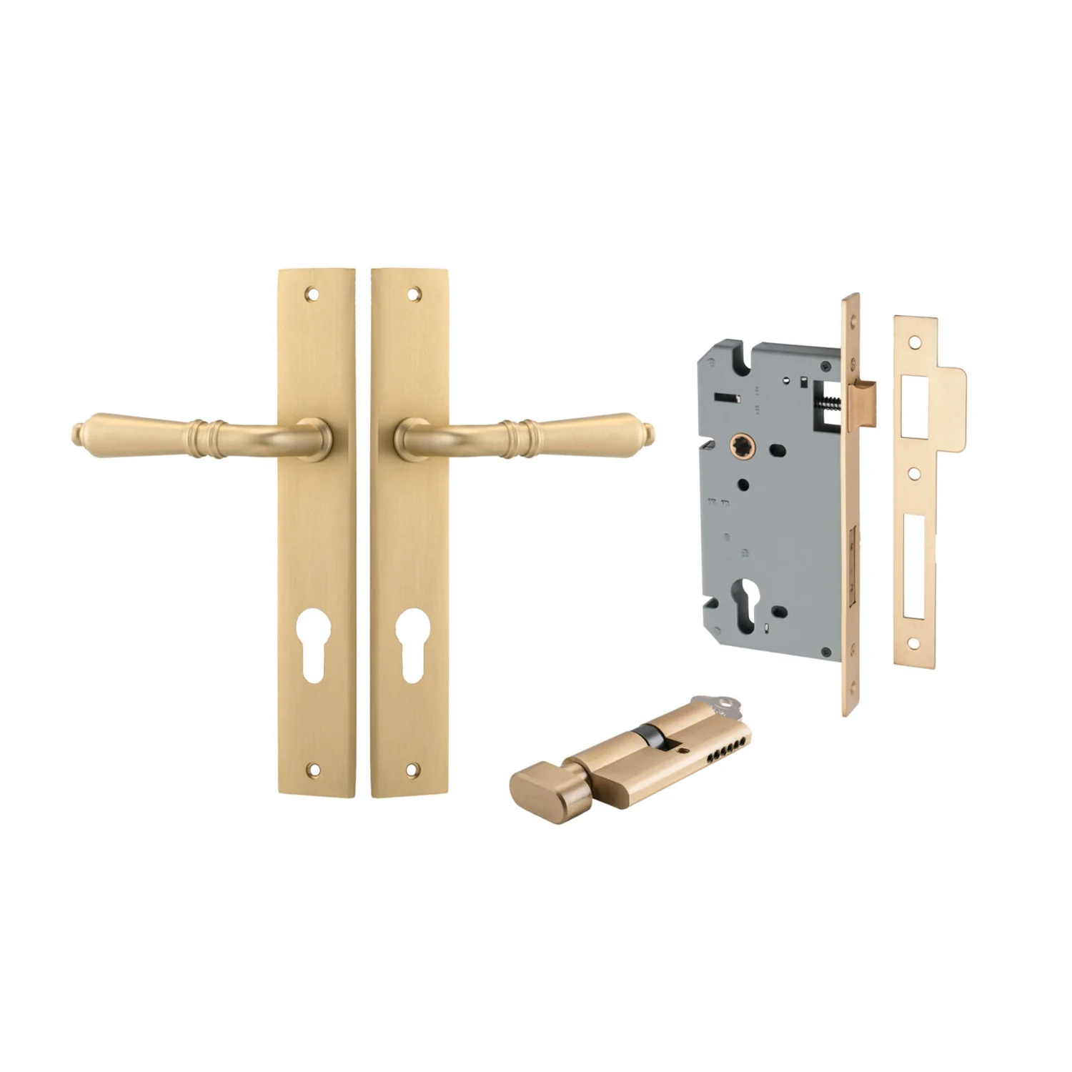 Iver Sarlat Door Lever Handle on Rectangular Backplate Entrance Kit Key/Thumb - Image 6