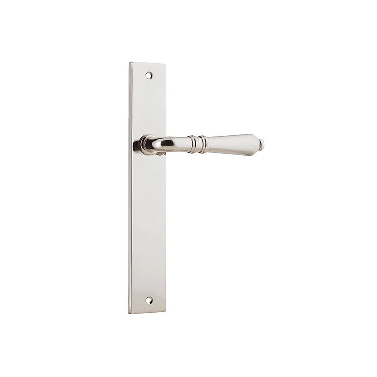 Iver Sarlat Door Lever Handle on Rectangular Backplate Polished Nickel - Image 2