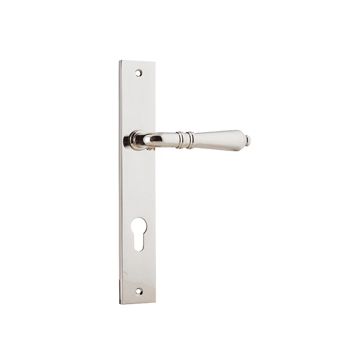 Iver Sarlat Door Lever Handle on Rectangular Backplate Polished Nickel - Image 3
