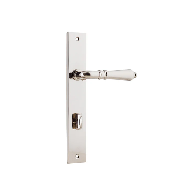 Iver Sarlat Door Lever Handle on Rectangular Backplate Polished Nickel - Image 4