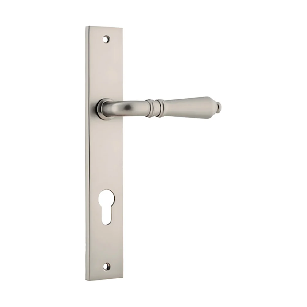 Iver Sarlat Door Lever Handle on Rectangular Backplate Satin Satin Nickel - Image 5