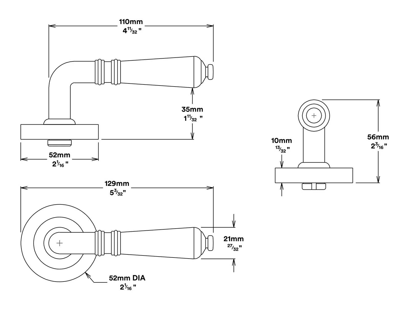 Iver Sarlat Door Lever Handle on Round Rose - Available in Various Finishes - Image 3