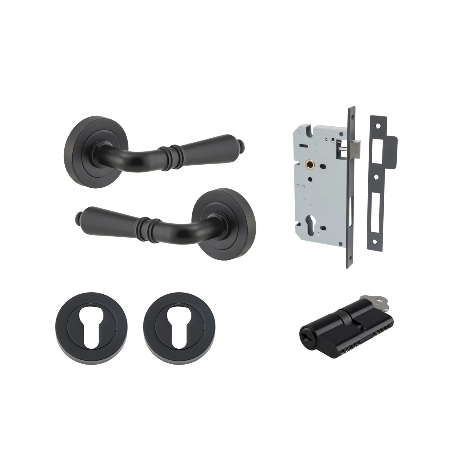 Iver Sarlat Door Lever Handle on Round Rose Entrance Kit Key/Key - Available in Various Finishes - Image 10