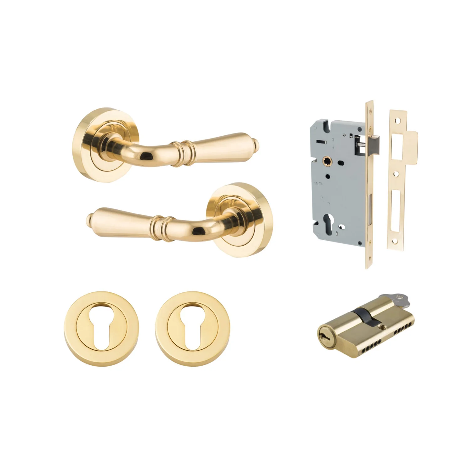 Iver Sarlat Door Lever Handle on Round Rose Entrance Kit Key/Key - Available in Various Finishes - Image 11