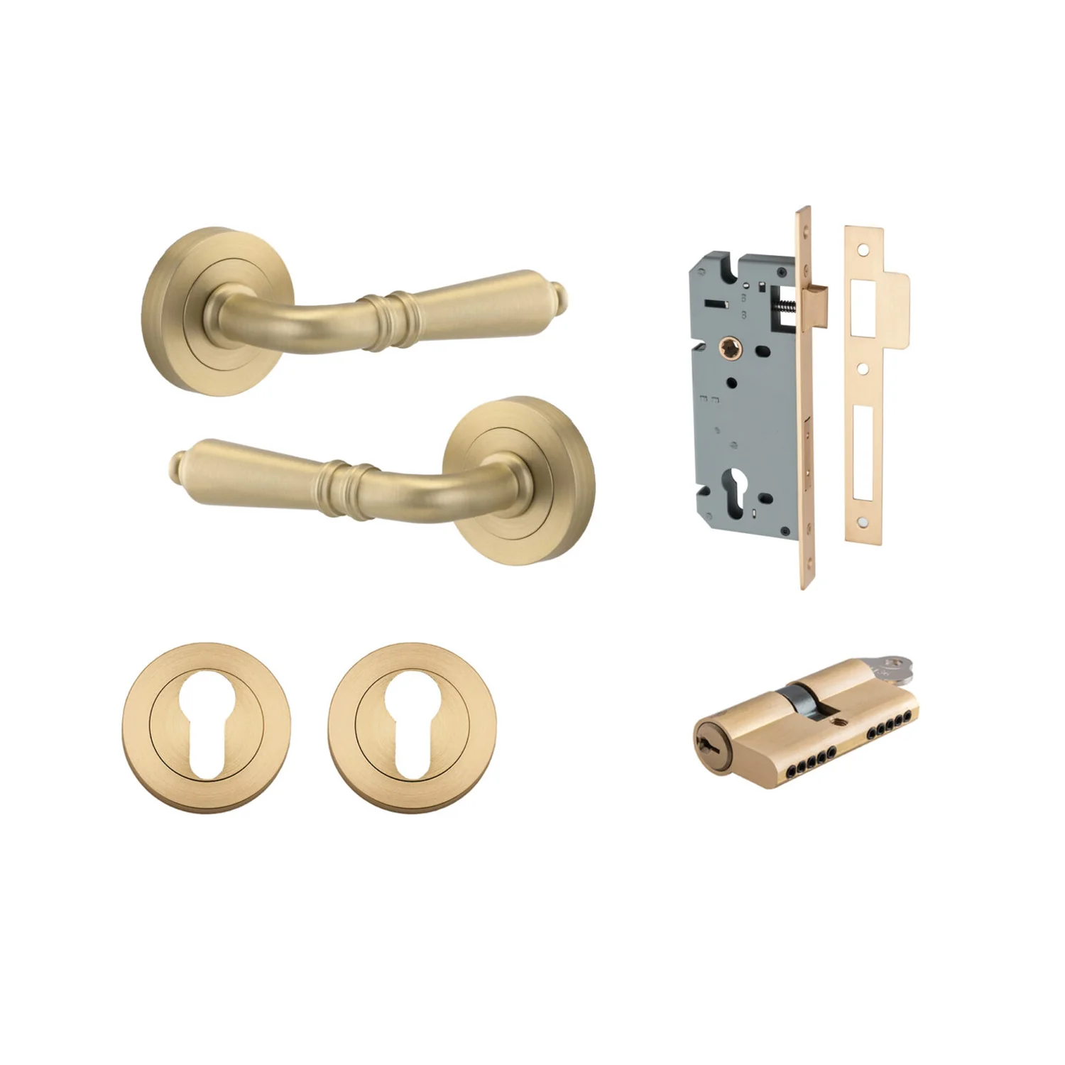 Iver Sarlat Door Lever Handle on Round Rose Entrance Kit Key/Key - Available in Various Finishes - Image 7
