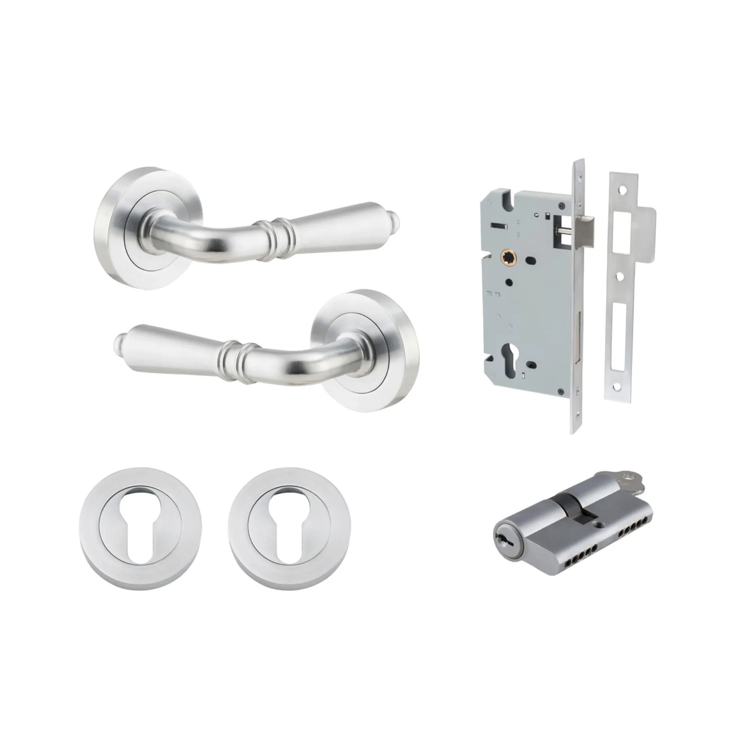 Iver Sarlat Door Lever Handle on Round Rose Entrance Kit Key/Key - Available in Various Finishes - Image 8