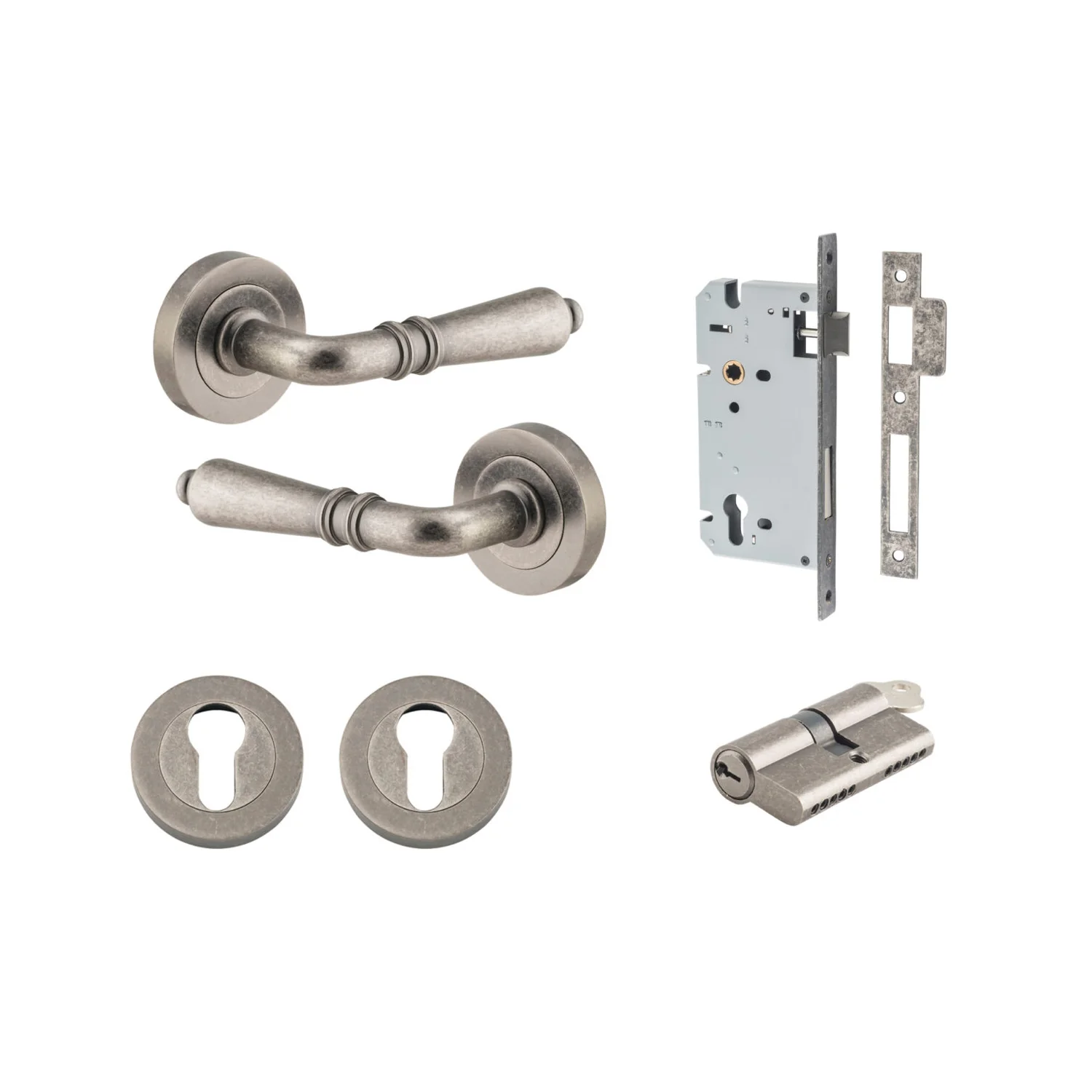 Iver Sarlat Door Lever Handle on Round Rose Entrance Kit Key/Key - Available in Various Finishes - Image 9