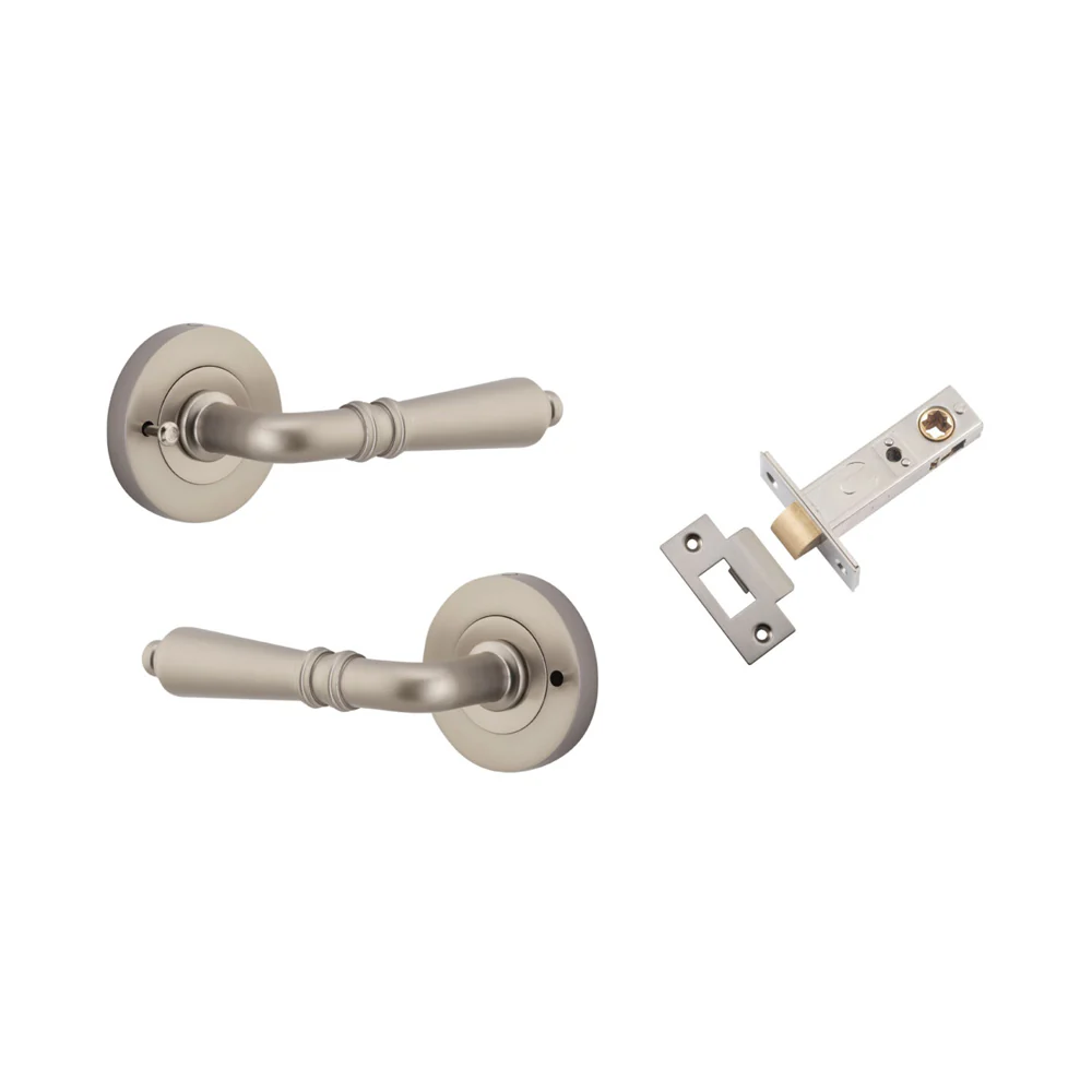 Iver Sarlat Door Lever Handle on Round Rose Inbuilt Privacy - Image 12
