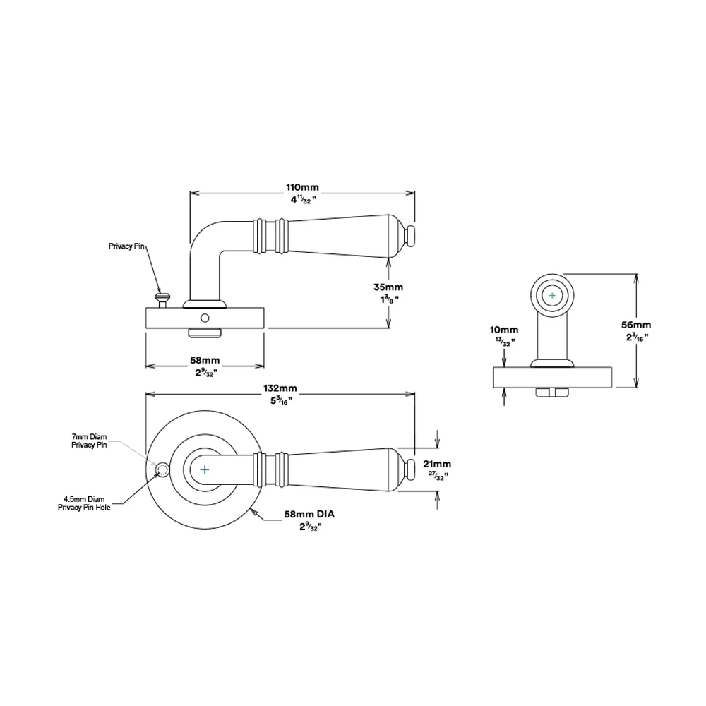Iver Sarlat Door Lever Handle on Round Rose Inbuilt Privacy - Image 2