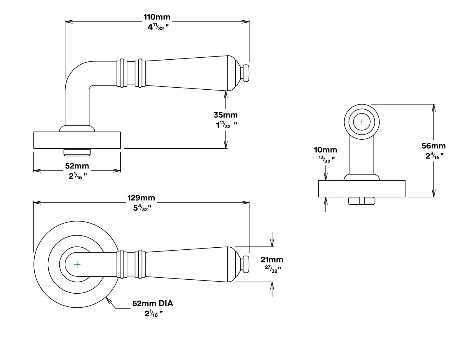 Iver Sarlat Door Lever Handle on Round Rose Passage Kit - Available in Various Finishes - Image 3