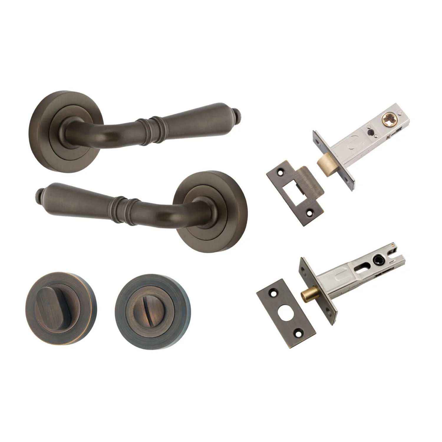 Iver Sarlat Door Lever Handle on Round Rose Privacy Kit - Available in Various Finishes - Image 14