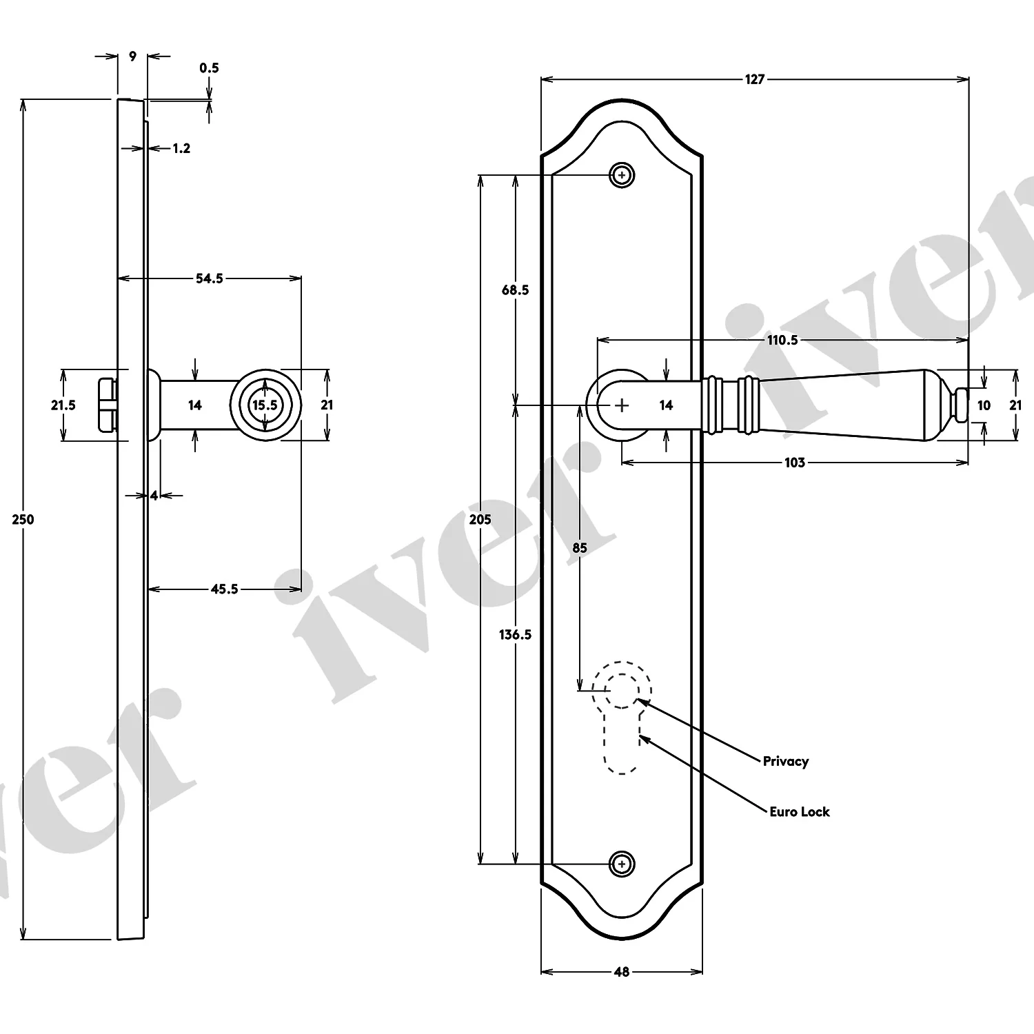 Iver Sarlat Door Lever Handle on Shouldered Backplate Brushed Chrome - Image 3