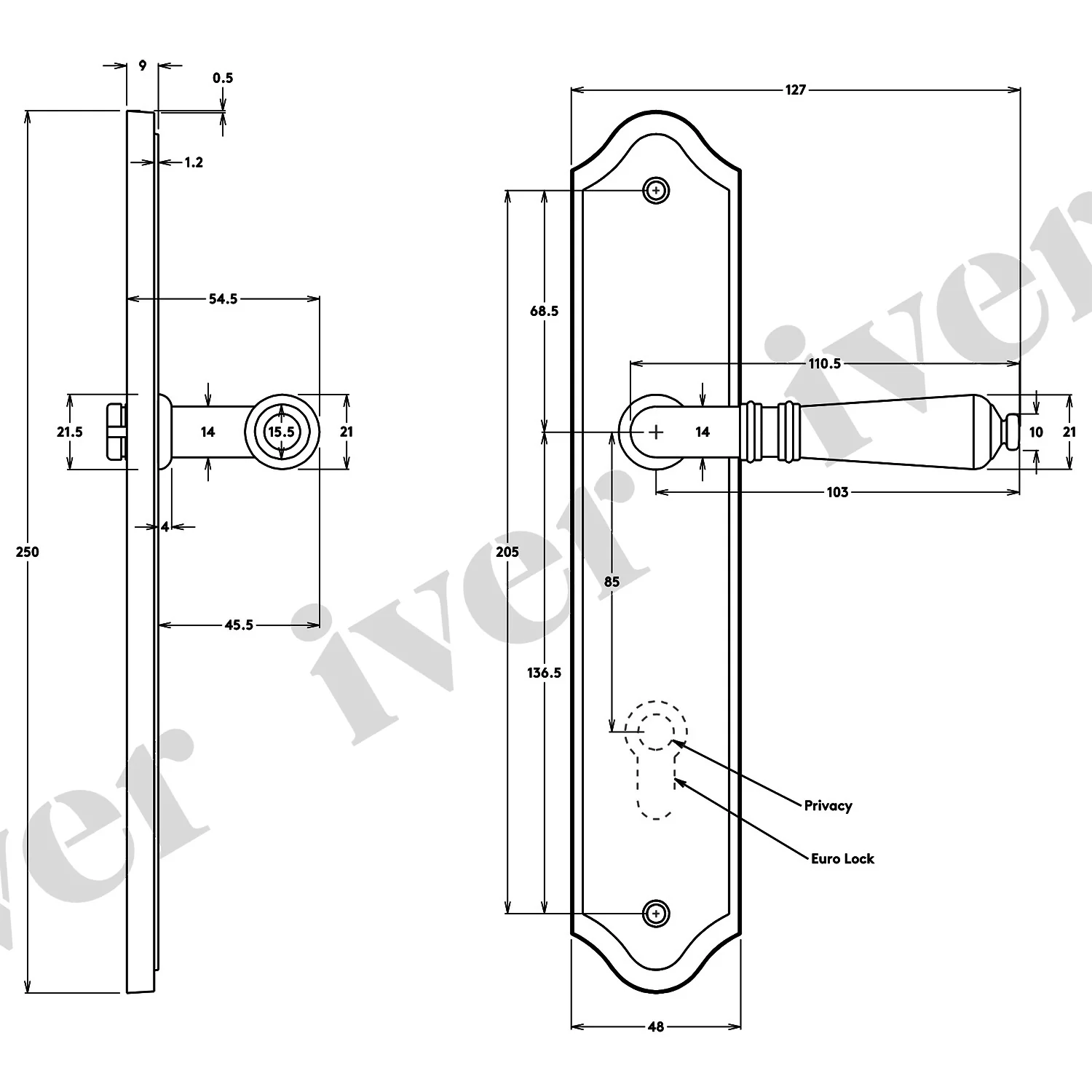 Iver Sarlat Door Lever Handle on Shouldered Backplate Chrome Plated - Image 3