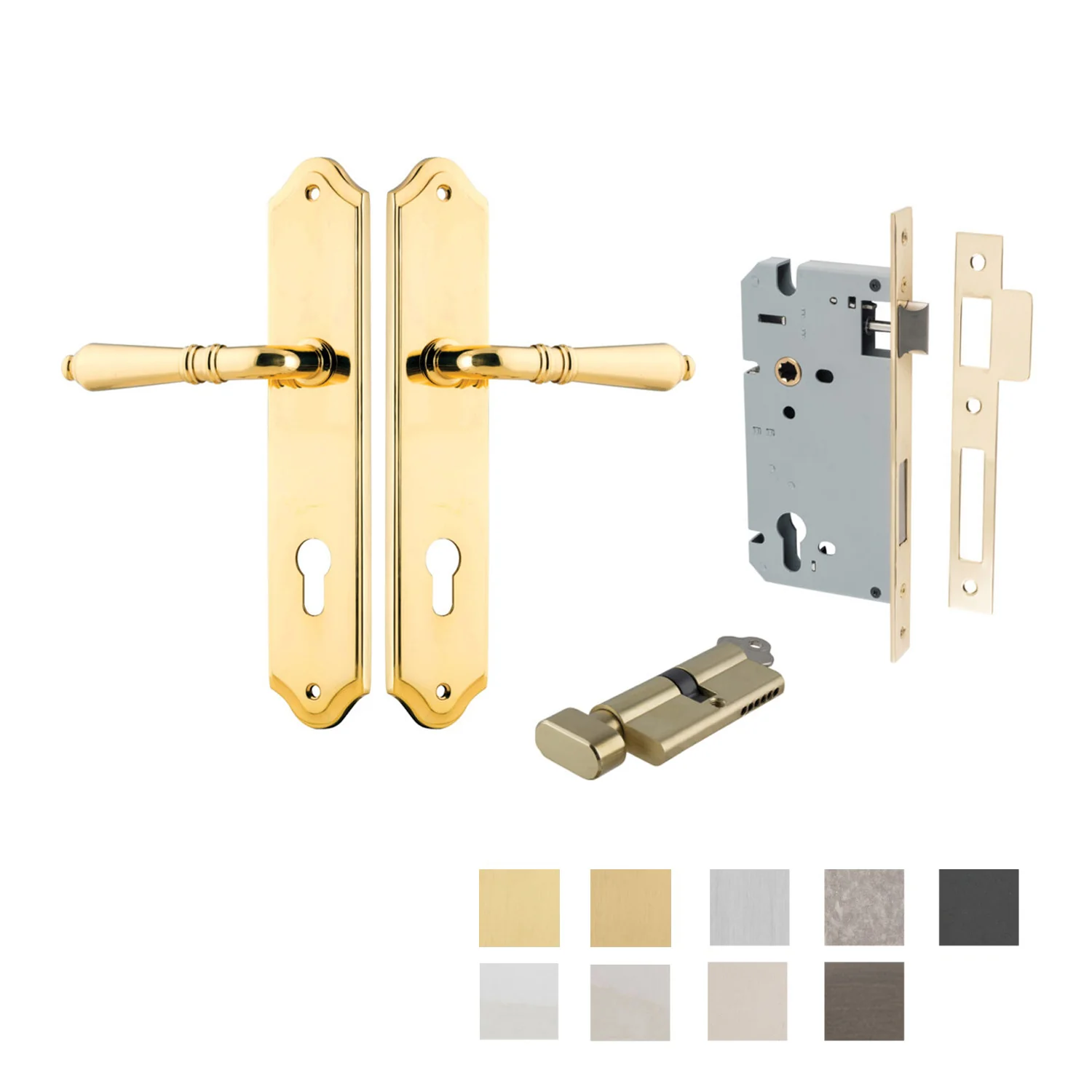Iver Sarlat Door Lever Handle on Shouldered Backplate Entrance Kit Key/Thumb