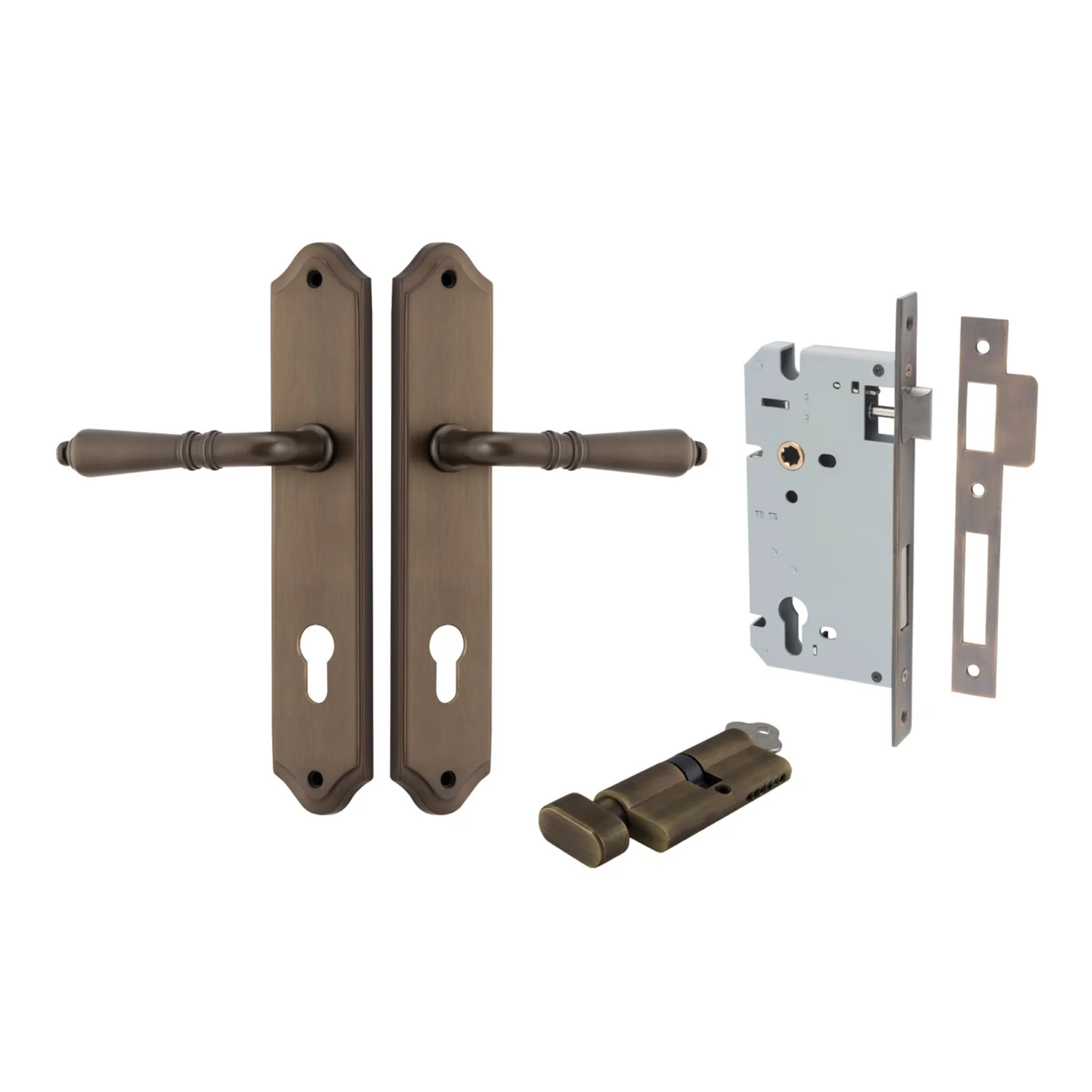 Iver Sarlat Door Lever Handle on Shouldered Backplate Entrance Kit Key/Thumb - Image 14