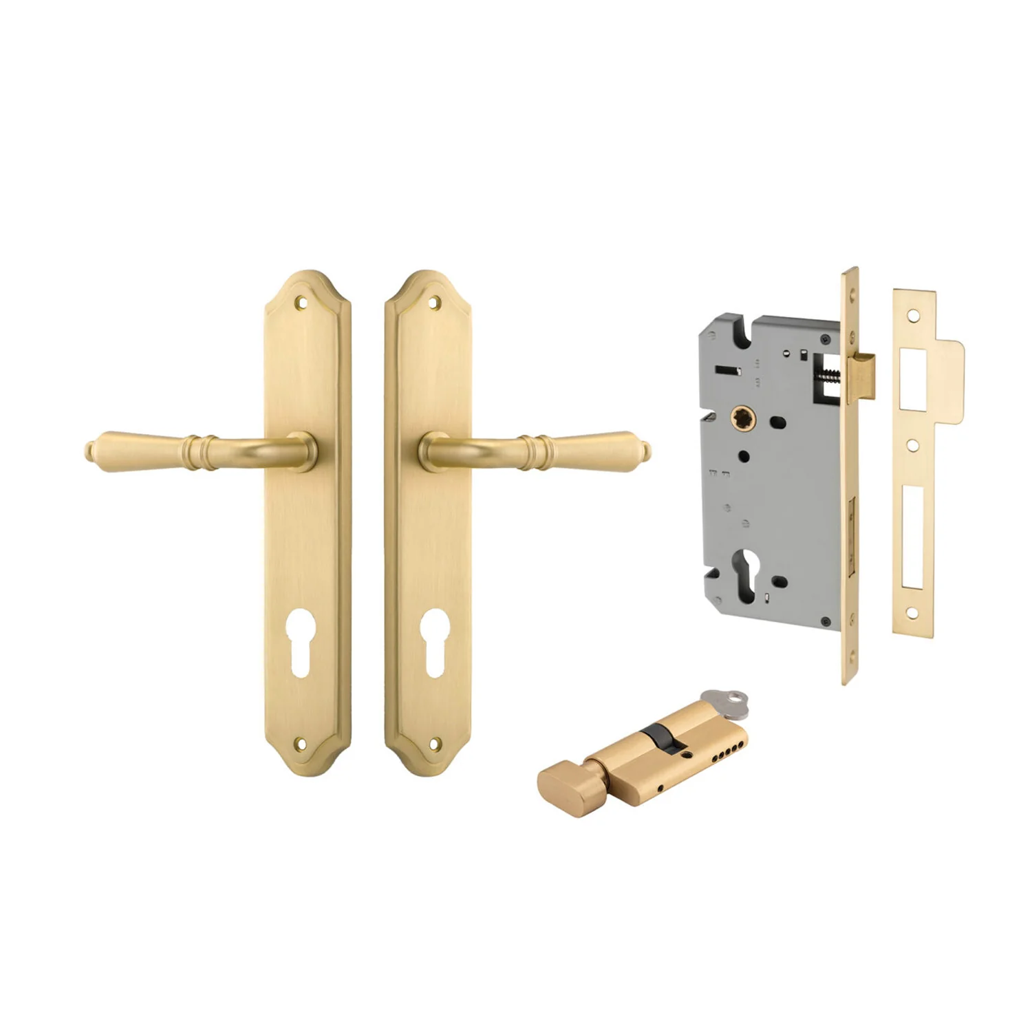 Iver Sarlat Door Lever Handle on Shouldered Backplate Entrance Kit Key/Thumb - Image 15