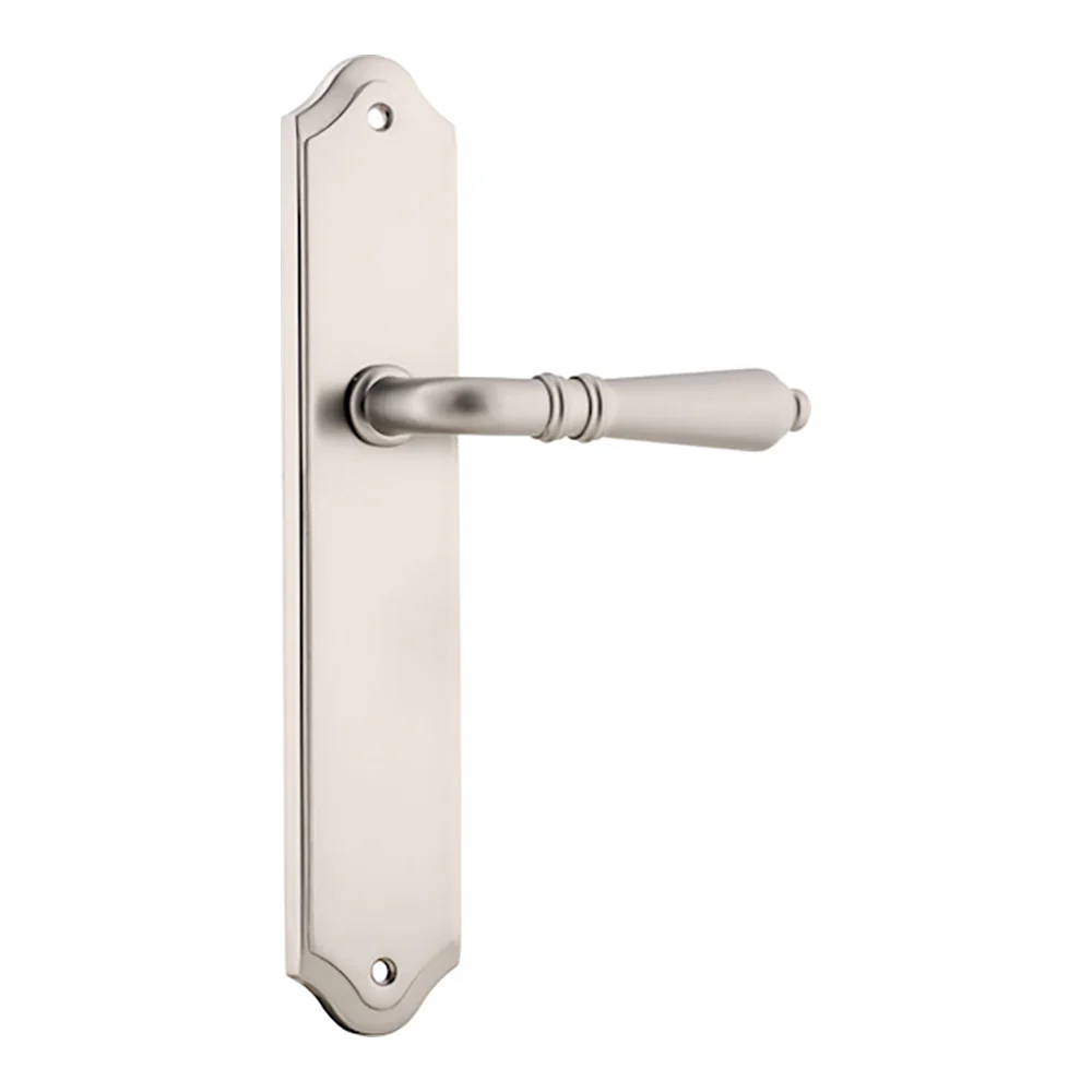 Iver Sarlat Door Lever Handle on Shouldered Backplate Satin Nickel - Image 4