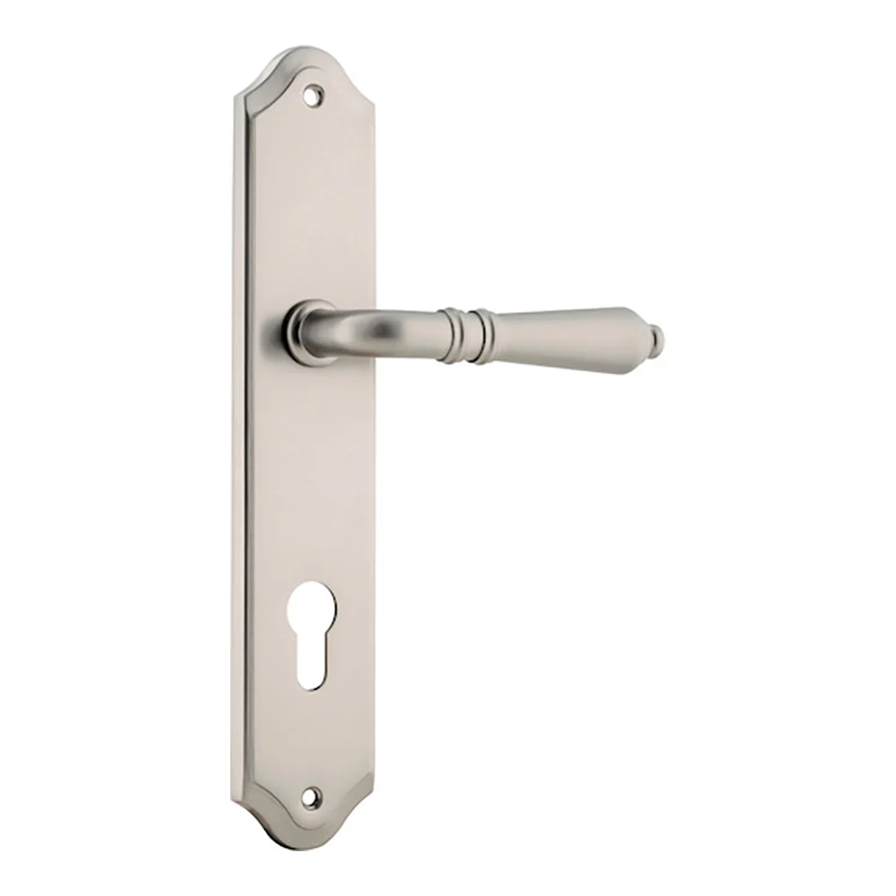 Iver Sarlat Door Lever Handle on Shouldered Backplate Satin Nickel - Image 5