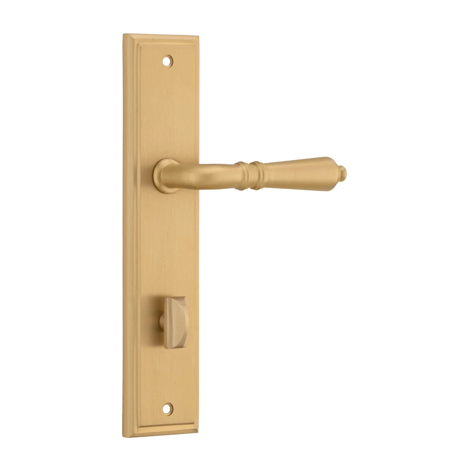 Iver Sarlat Door Lever Handle on Stepped Backplate Brushed Brass - Image 5