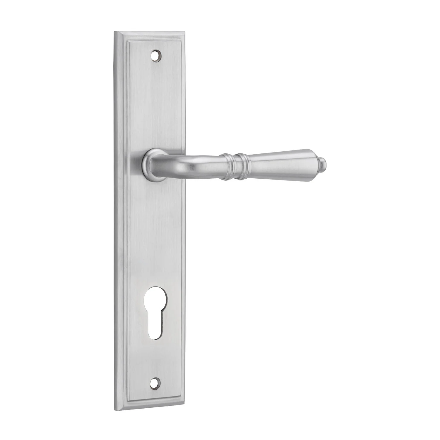 Iver Sarlat Door Lever Handle on Stepped Backplate Brushed Chrome - Image 4