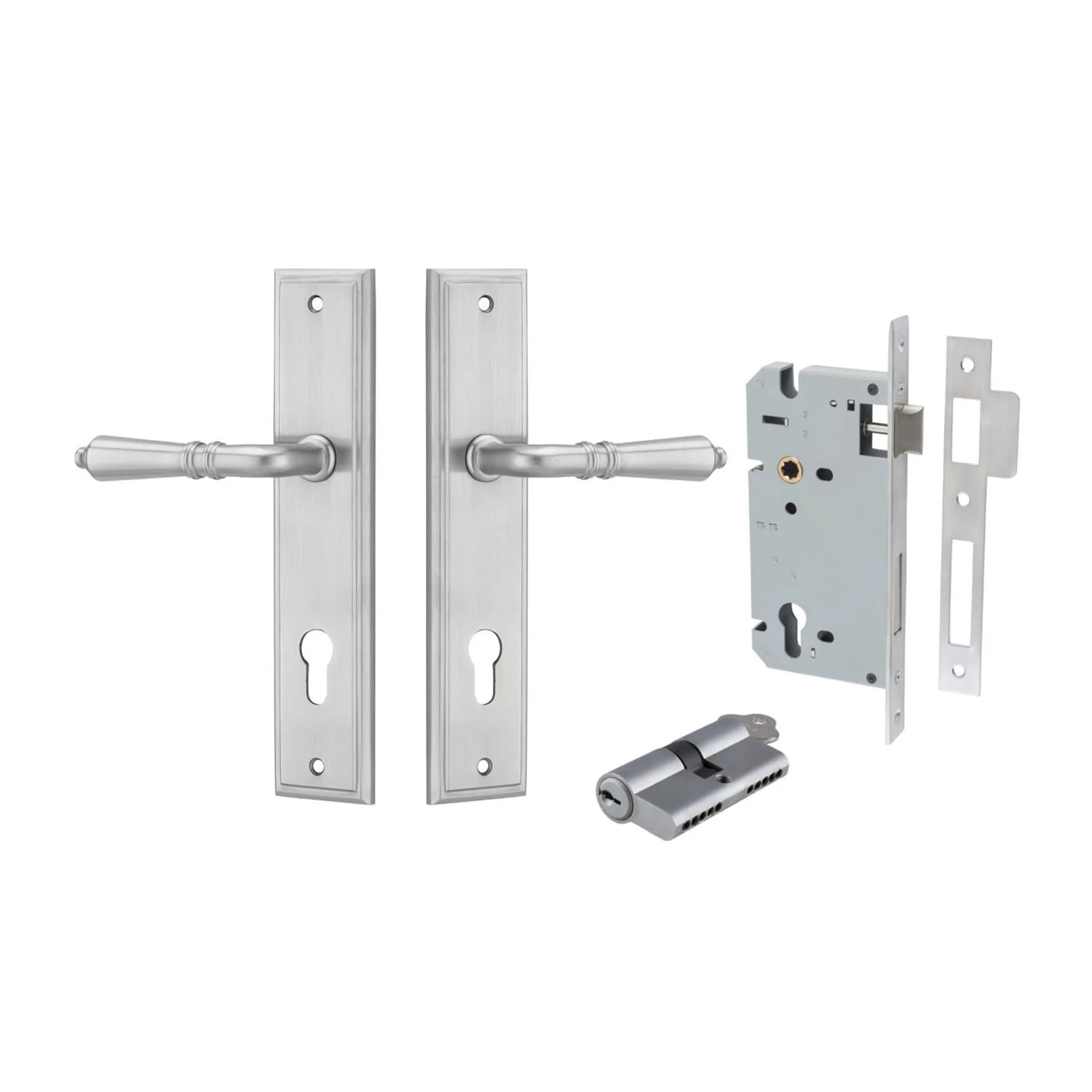 Iver Sarlat Door Lever Handle on Stepped Backplate Entrance Kit Key/Key - Image 12
