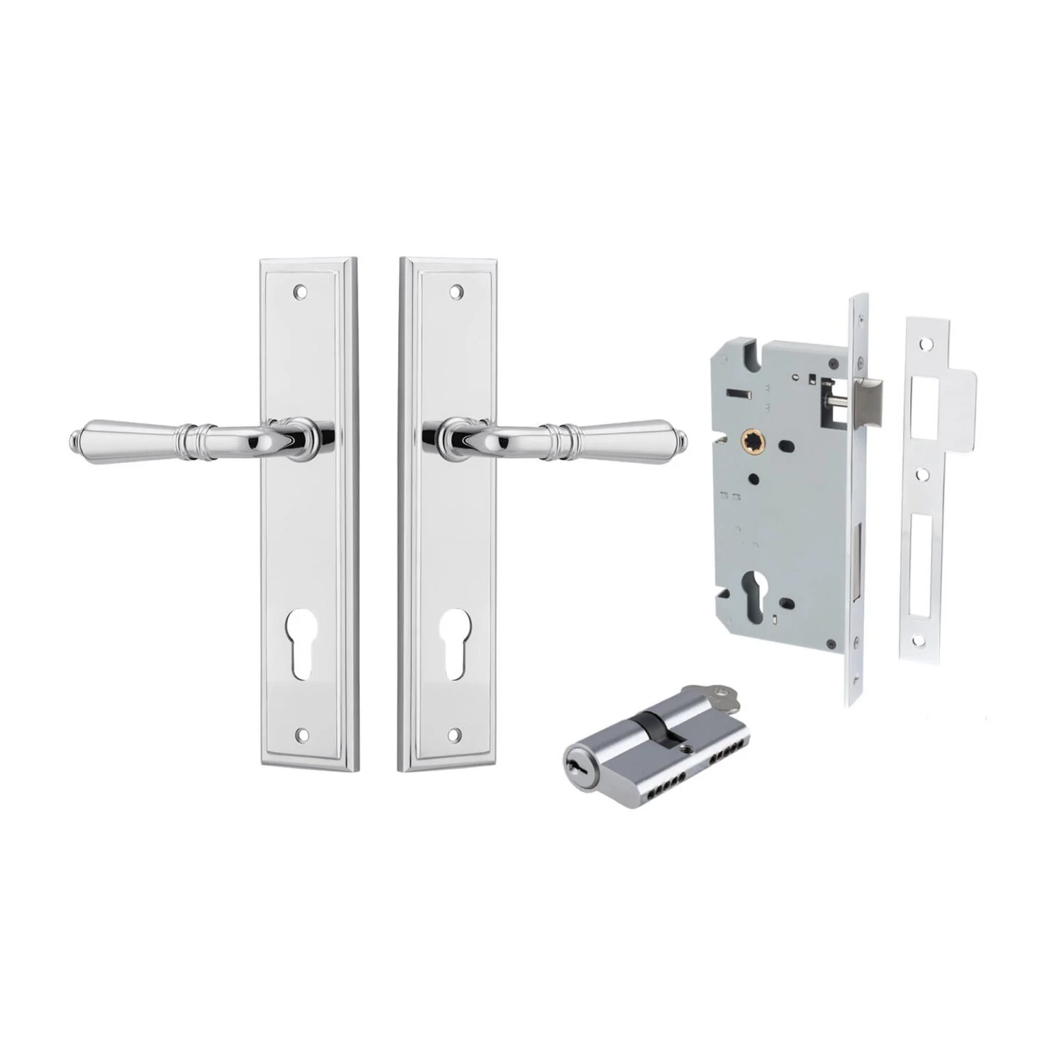 Iver Sarlat Door Lever Handle on Stepped Backplate Entrance Kit Key/Key - Image 7