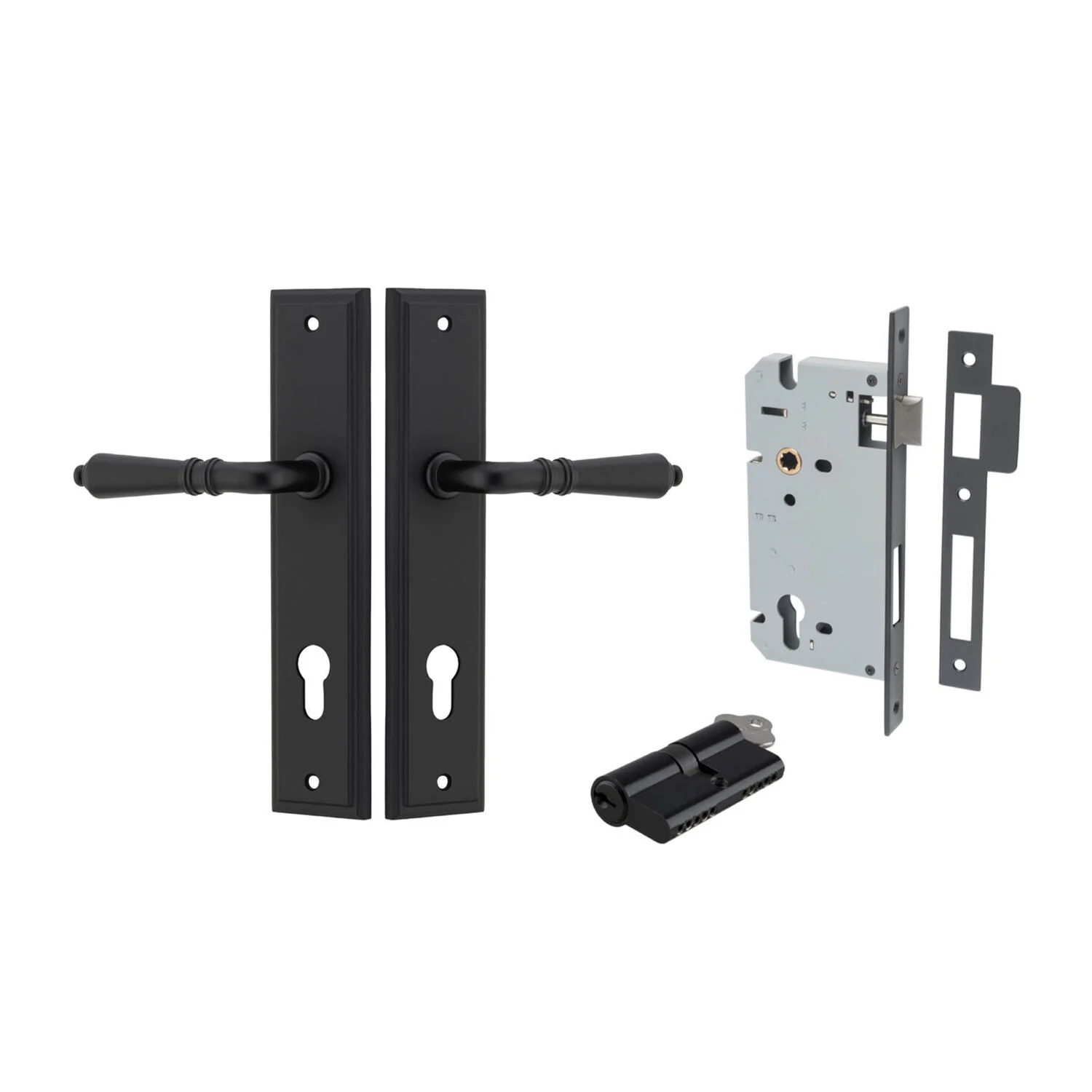 Iver Sarlat Door Lever Handle on Stepped Backplate Entrance Kit Key/Key - Image 8