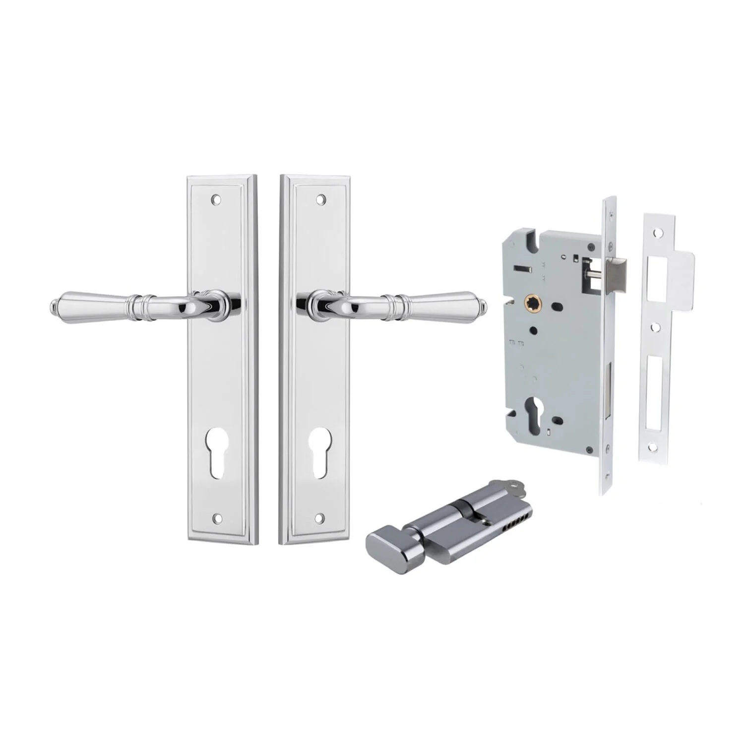 Iver Sarlat Door Lever Handle on Stepped Backplate Entrance Kit Key/Thumb - Image 7