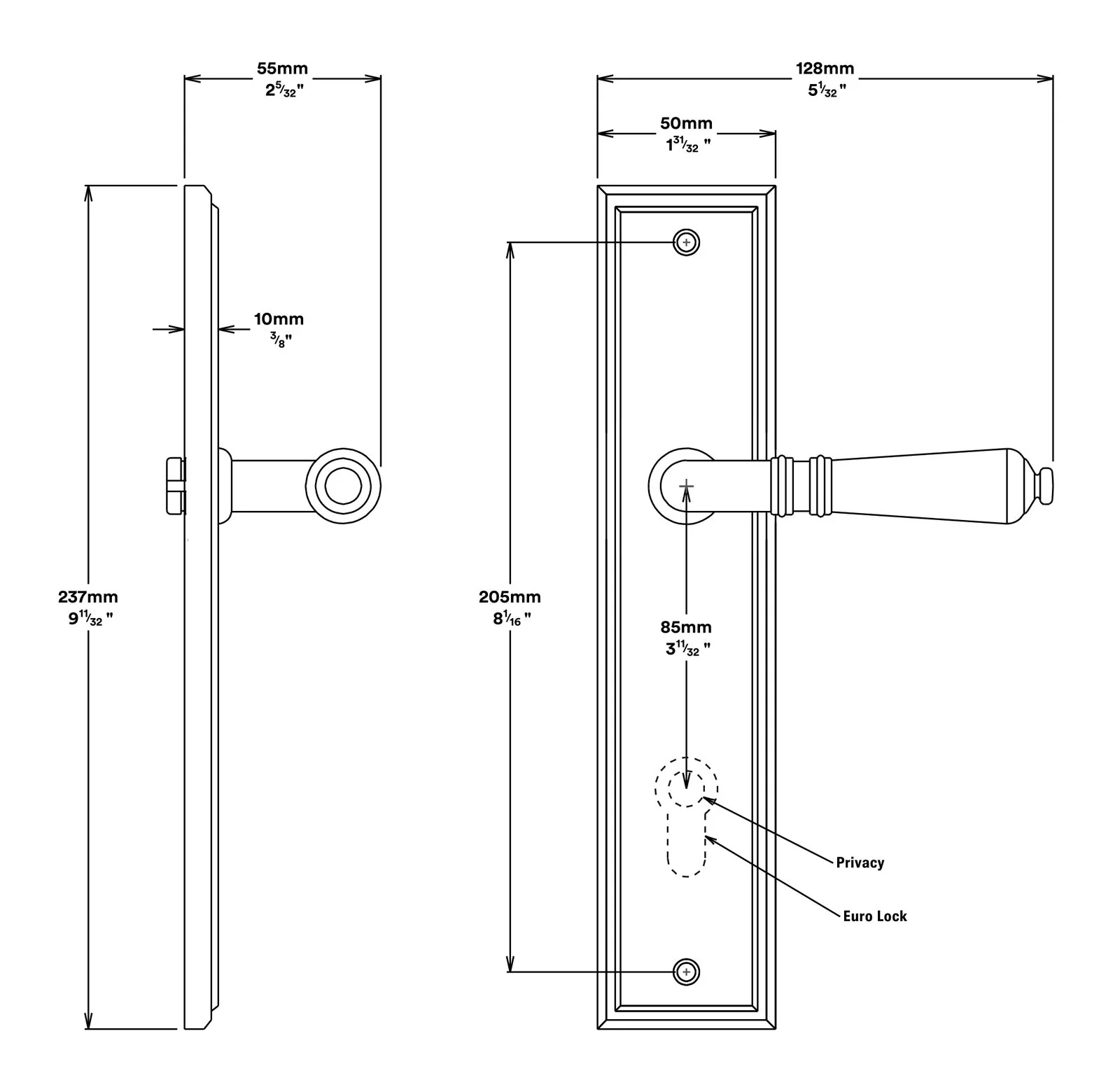 Iver Sarlat Door Lever Handle on Stepped Backplate Passage Kit - Available in Various Finishes - Image 3