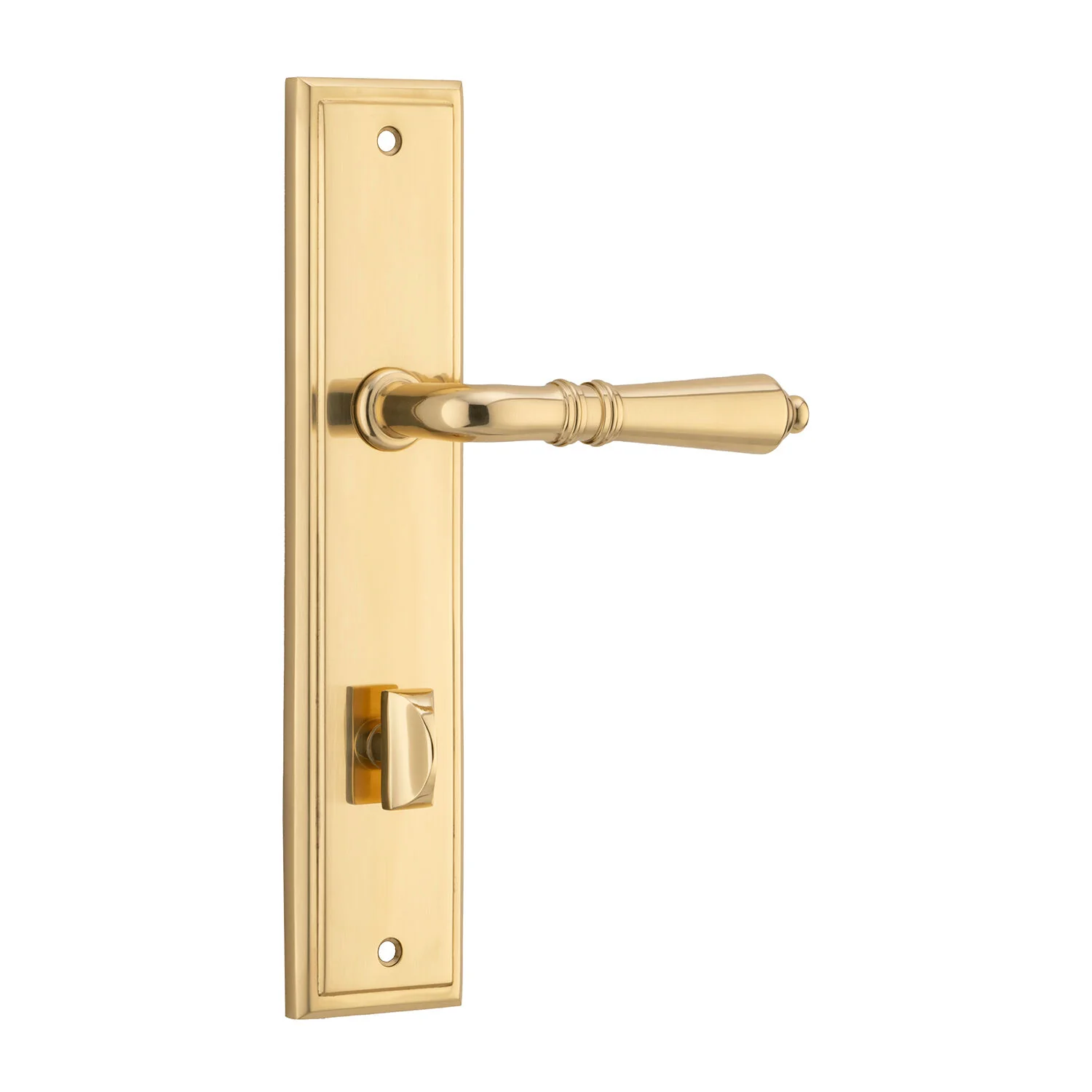 Iver Sarlat Door Lever Handle on Stepped Backplate Polished Brass - Image 5