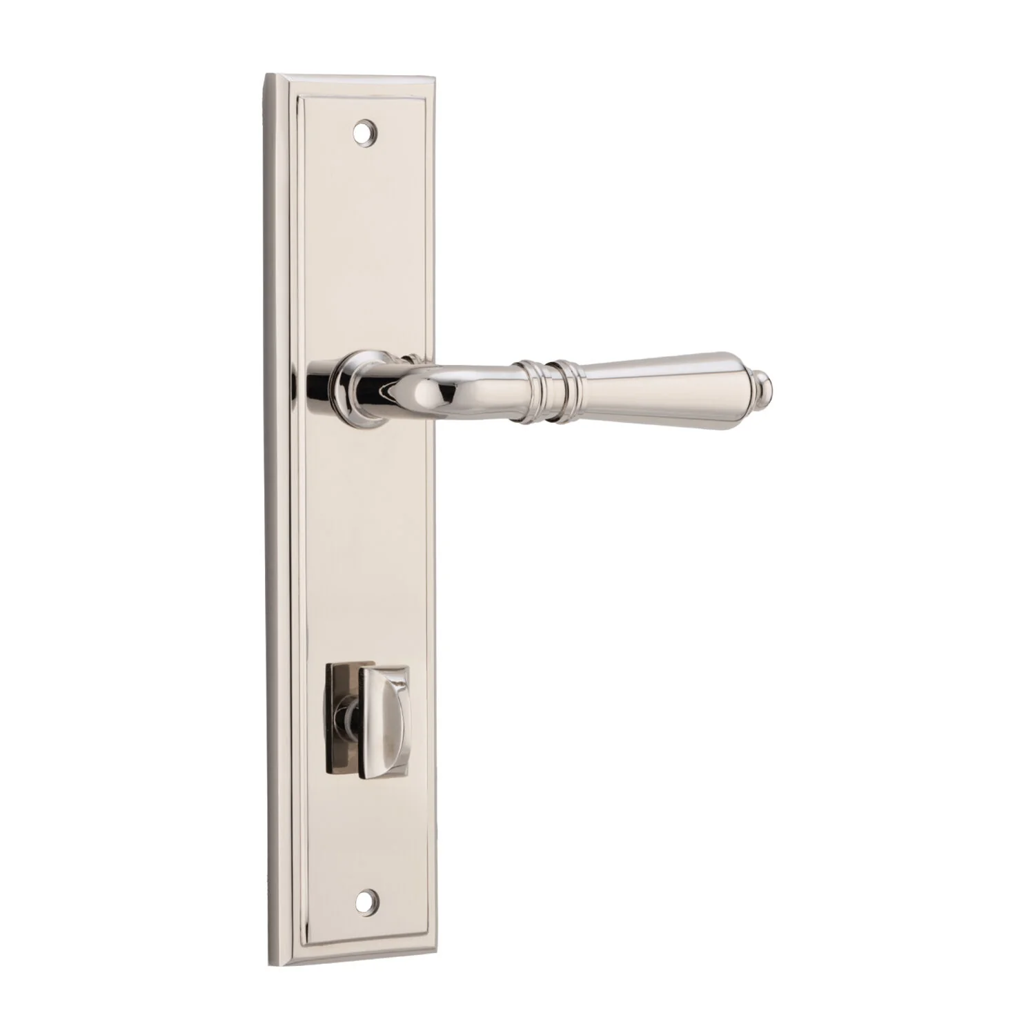 Iver Sarlat Door Lever Handle on Stepped Backplate Polished Nickel - Image 5