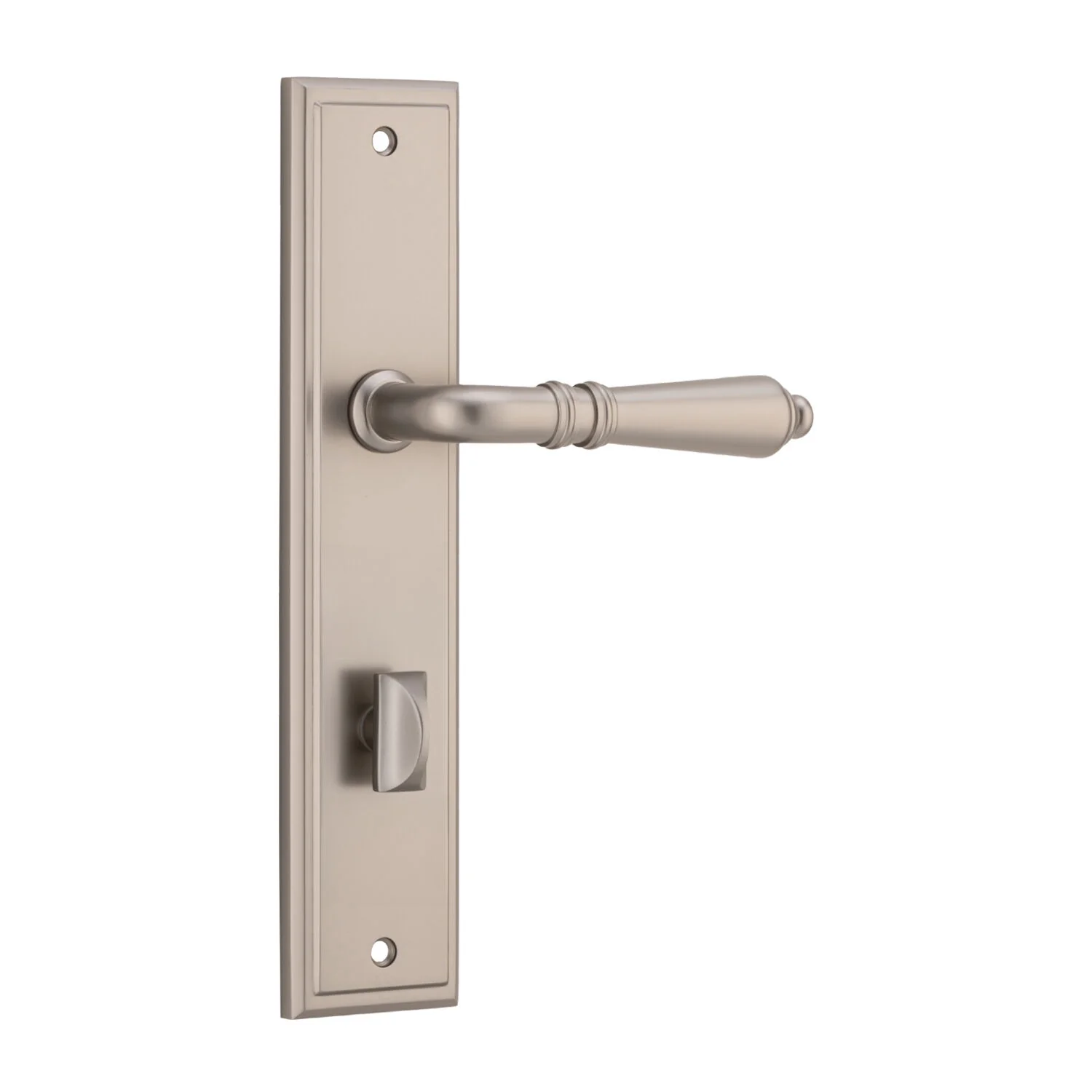 Iver Sarlat Door Lever Handle on Stepped Backplate Satin Nickel - Image 5