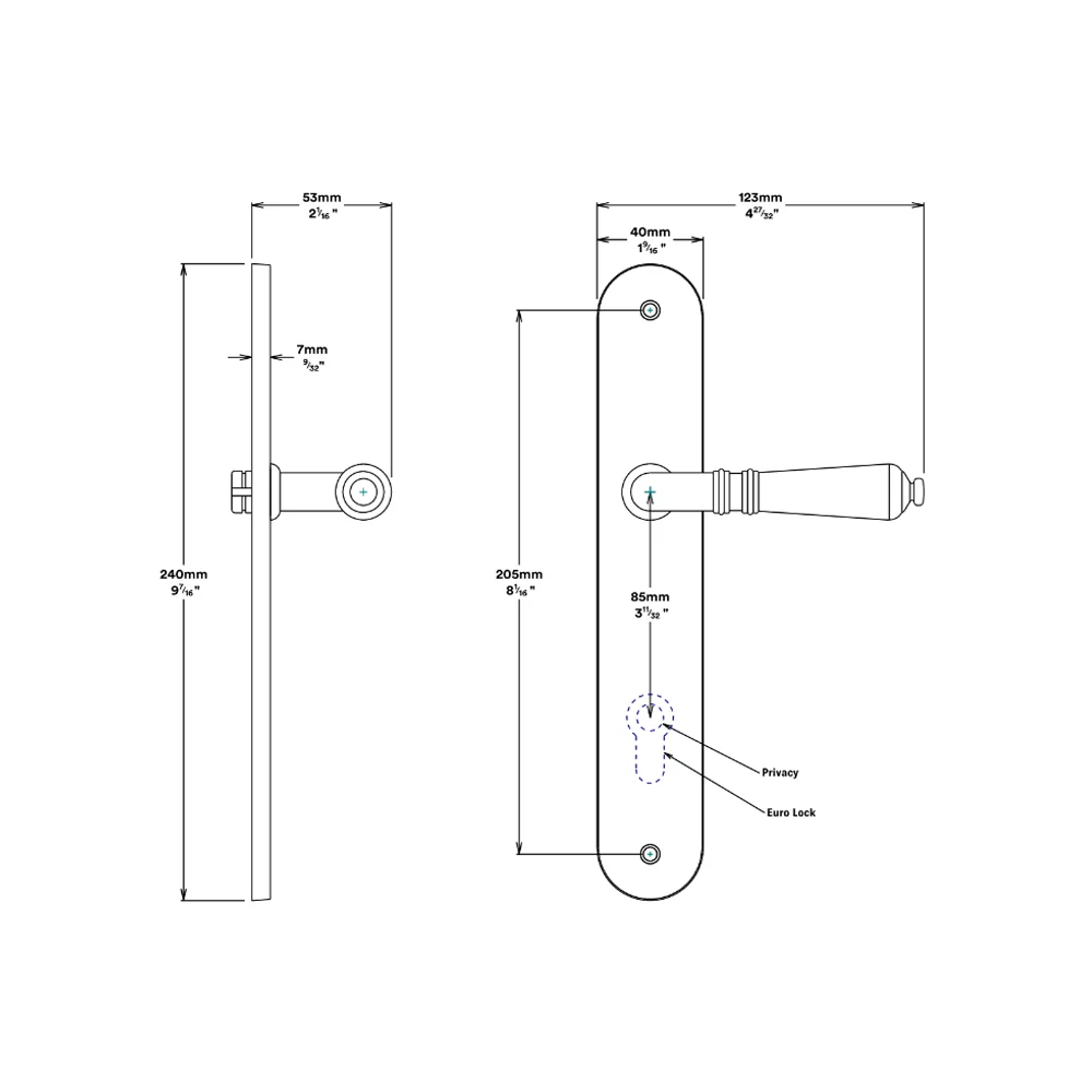 Iver Sarlat Door Lever on Oval Backplate Privacy Kit with Turn - Available in Various Finishes - Image 2