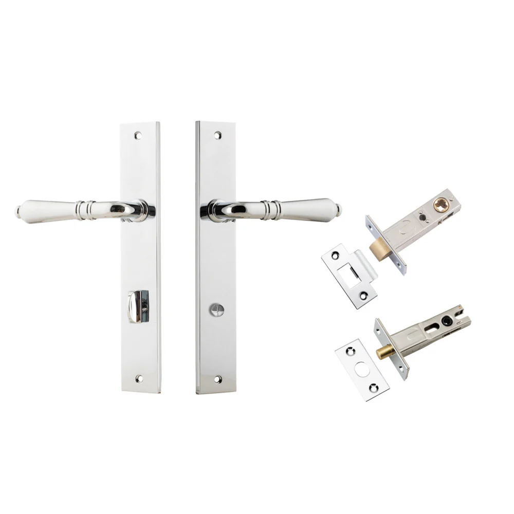 Iver Sarlat Door Lever on Rectangular Backplate Privacy Kit with Turn and Sizes - Image 11