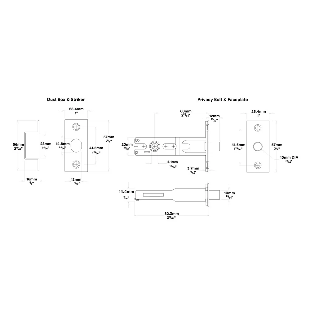 Iver Sarlat Door Lever on Rectangular Backplate Privacy Kit with Turn and Sizes - Image 5