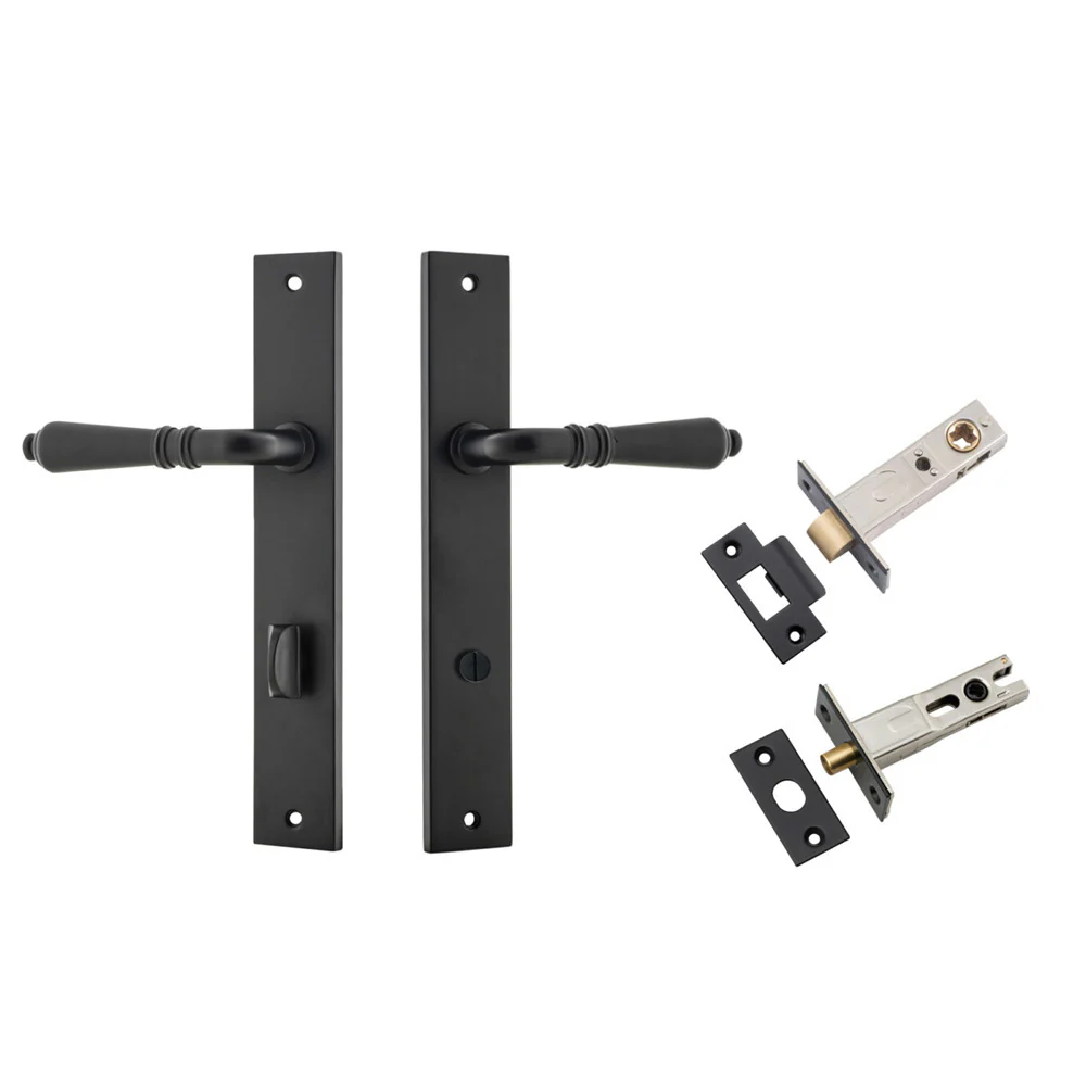Iver Sarlat Door Lever on Rectangular Backplate Privacy Kit with Turn and Sizes - Image 9