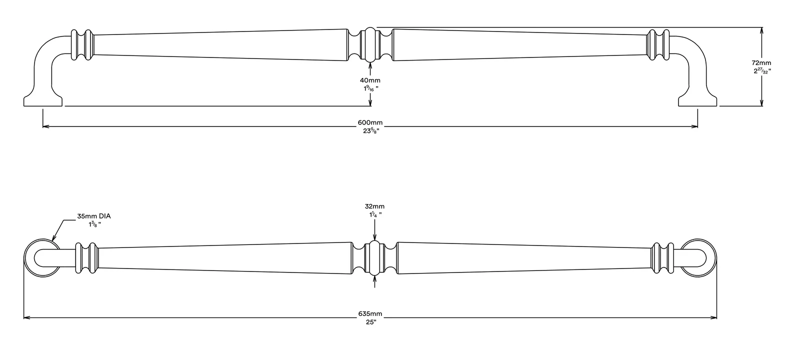 Iver Sarlat Door Pull Handle Entrance Kit Key/Thumb 600mm - Available in Various Finishes - Image 3