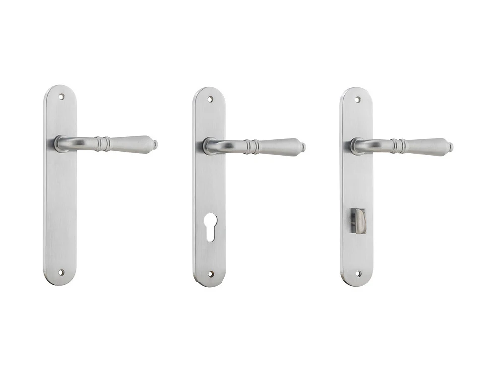 Iver Sarlat Lever Door Handle on Oval Backplate Brushed Chrome