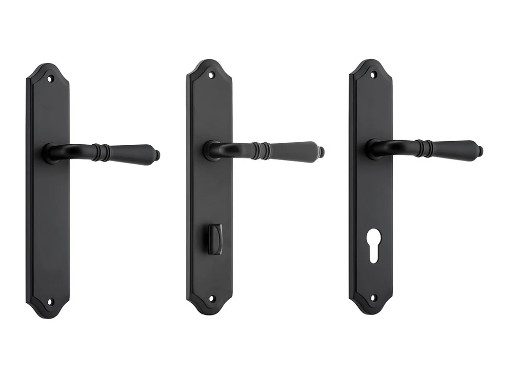 Iver Sarlat Lever Door Handle on Shouldered Backplate Matt Black
