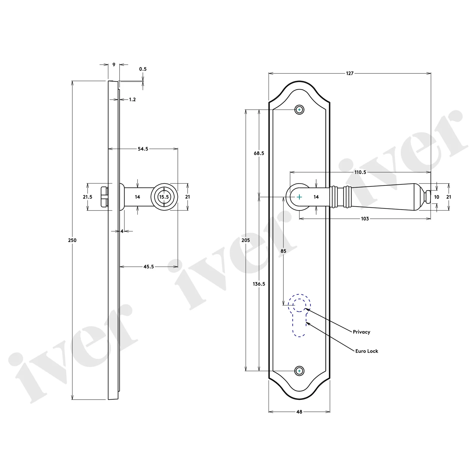 Iver Sarlat Lever Door Handle on Shouldered Backplate Matt Black - Image 3